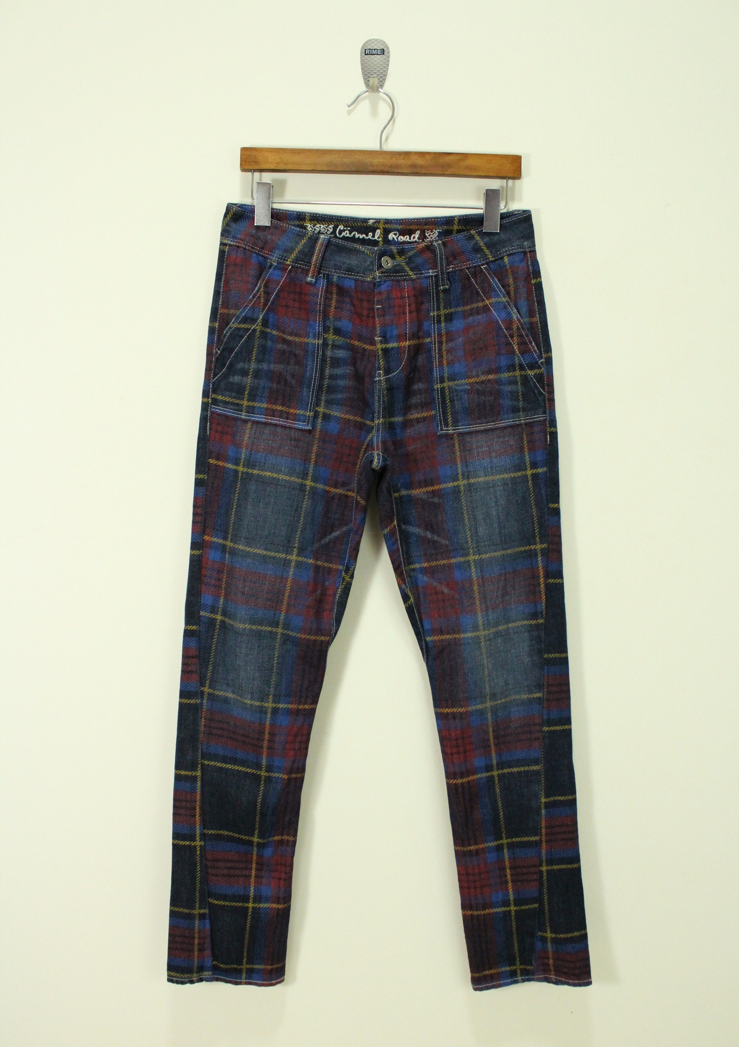 In The Attic × Japanese Brand × Tornado Mart CAMEL ROAD Denim Printed Tartan Checkered Plaid Size US 30 / EU 46 - 1 Thumbnail
