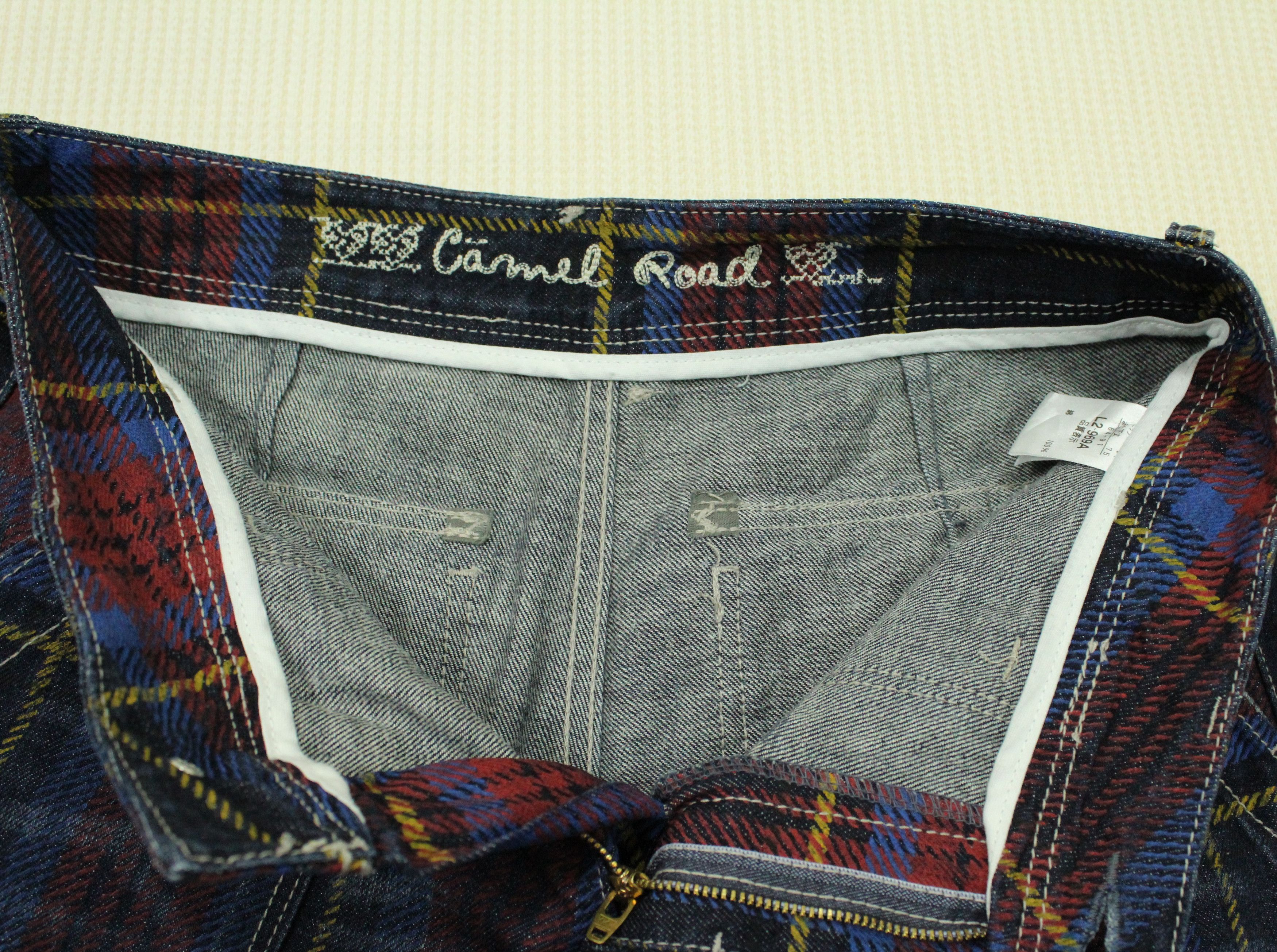 In The Attic × Japanese Brand × Tornado Mart CAMEL ROAD Denim Printed Tartan Checkered Plaid Size US 30 / EU 46 - 7 Thumbnail