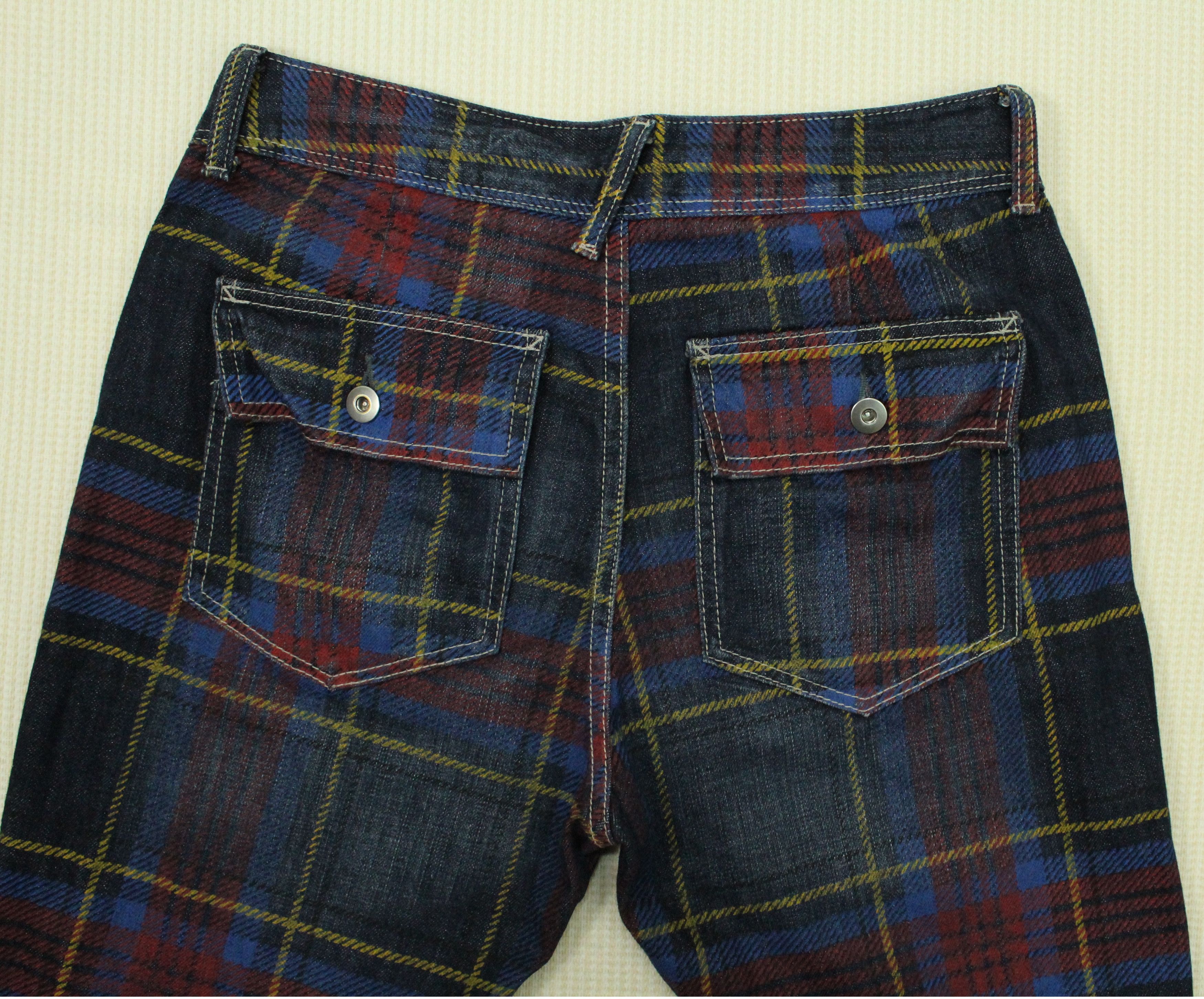 In The Attic × Japanese Brand × Tornado Mart CAMEL ROAD Denim Printed Tartan Checkered Plaid Size US 30 / EU 46 - 6 Thumbnail