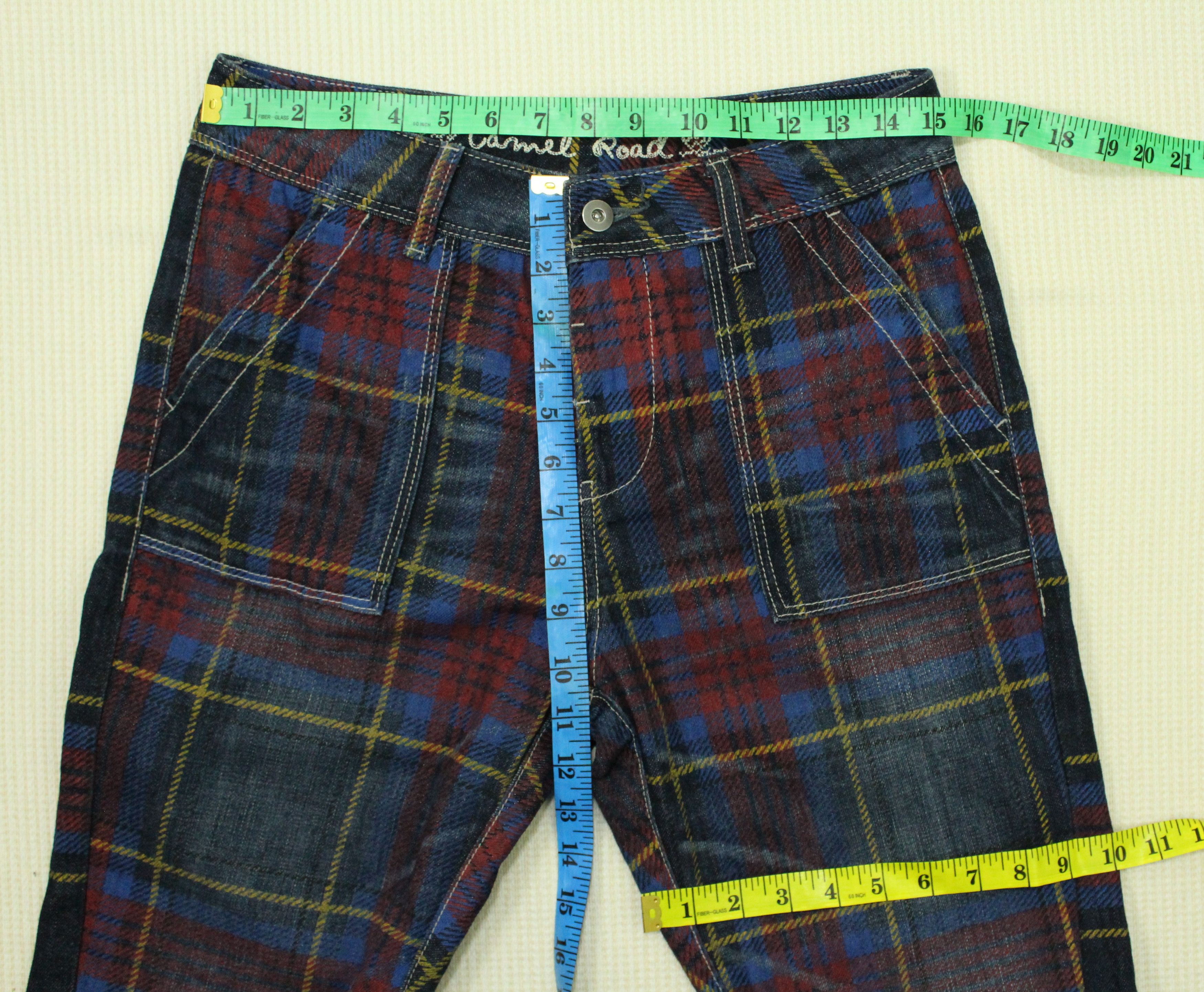 In The Attic × Japanese Brand × Tornado Mart CAMEL ROAD Denim Printed Tartan Checkered Plaid Size US 30 / EU 46 - 10 Thumbnail
