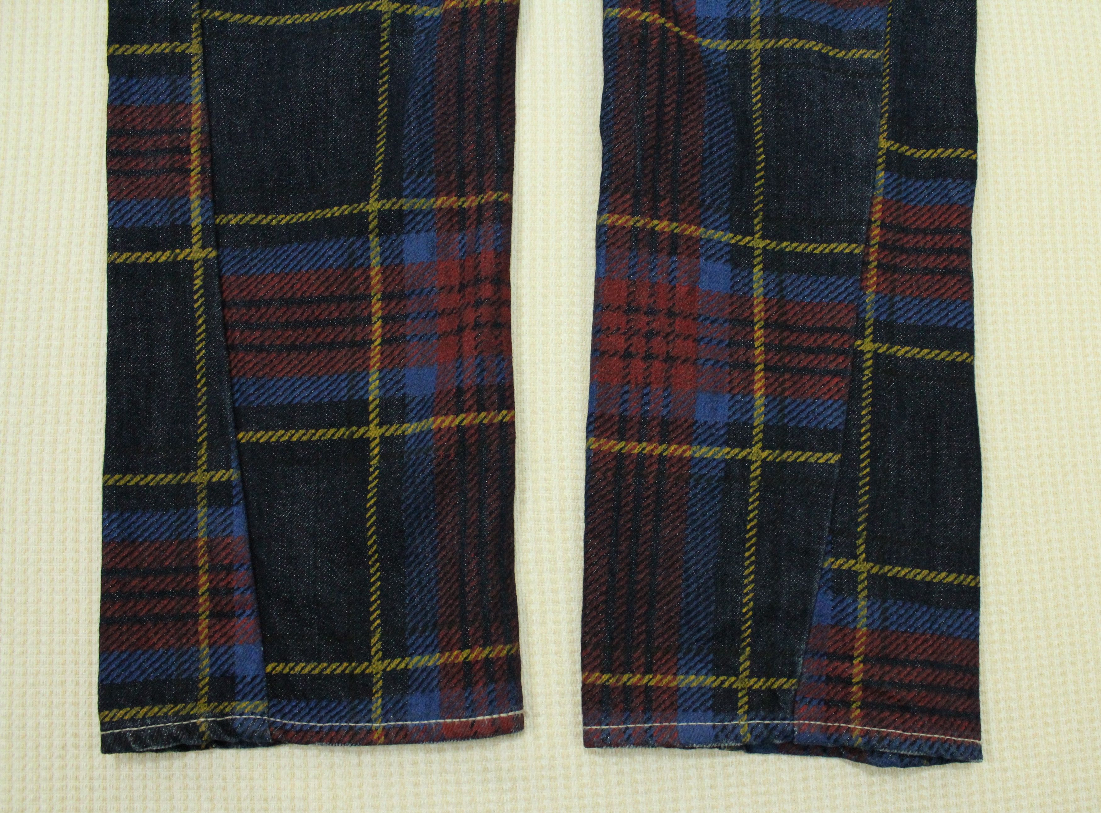 In The Attic × Japanese Brand × Tornado Mart CAMEL ROAD Denim Printed Tartan Checkered Plaid Size US 30 / EU 46 - 4 Thumbnail