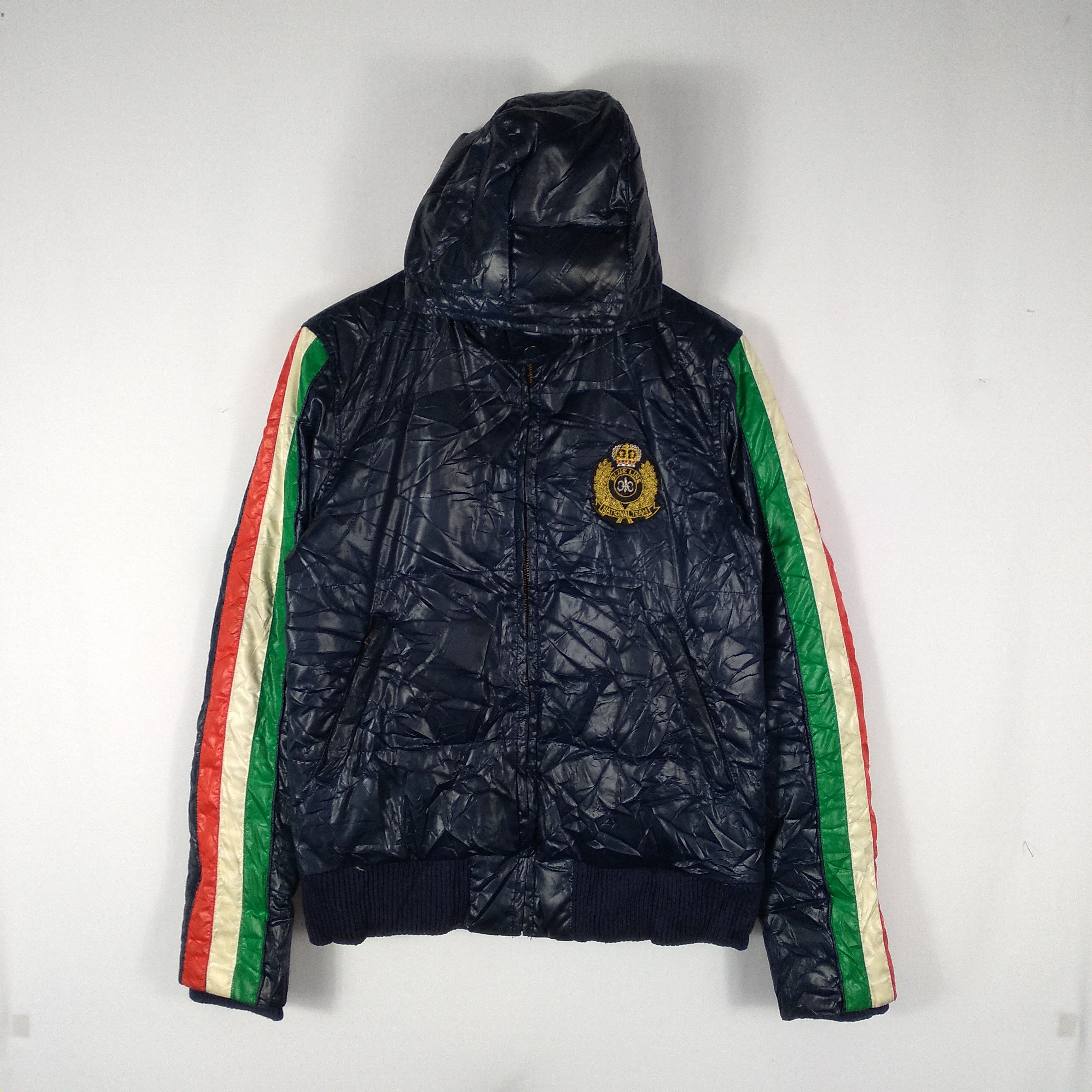 Vintage Italian Blue Line National Team PVC Leather Hoodie Jacket Size US XS / EU 42 / 0 - 1 Thumbnail