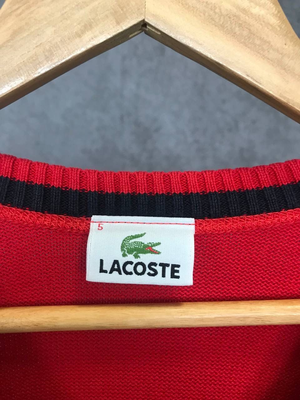 Lacoste Lacoste vintage v neck red sweatshirt Size US L / EU 52-54 / 3 - 4 Thumbnail