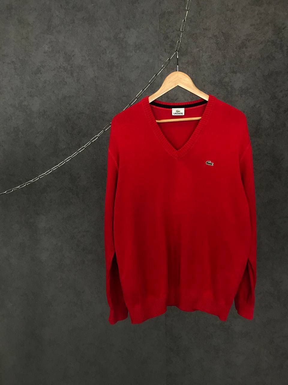 Lacoste Lacoste vintage v neck red sweatshirt Size US L / EU 52-54 / 3 - 1 Thumbnail