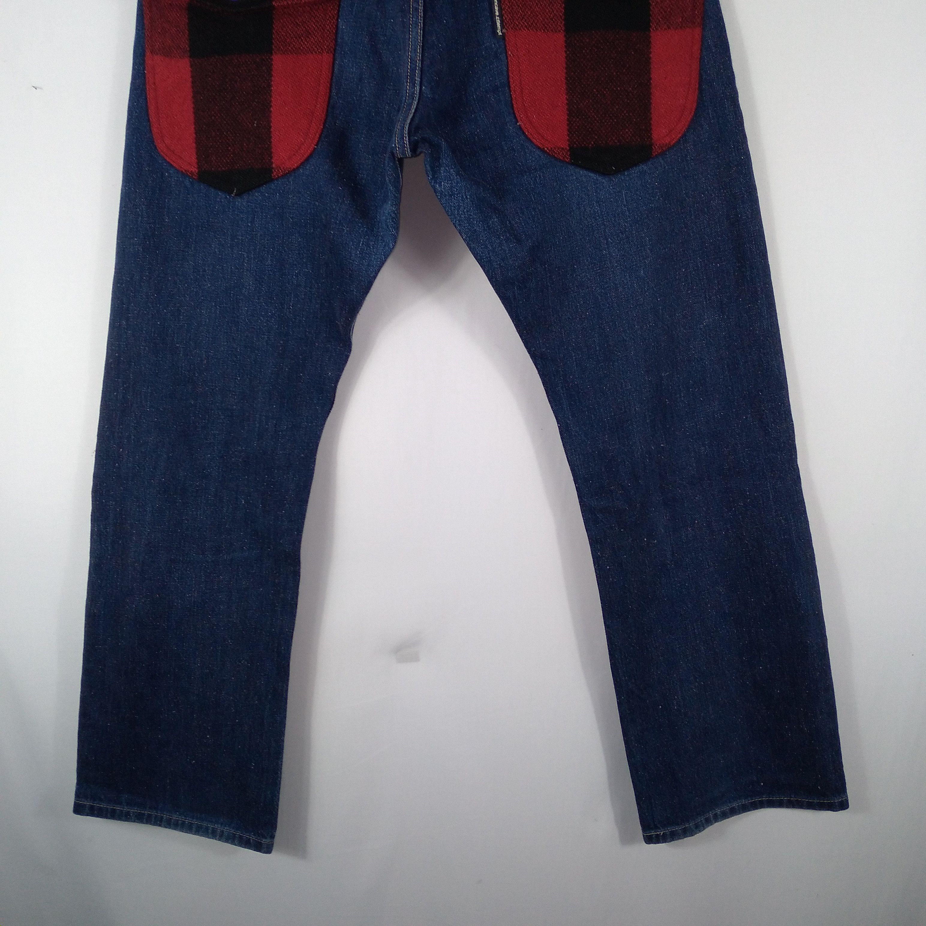 Japanese Brand × Vintage Concave Attempt Tartan Style Button Pocket Denim Jeans Size US 32 / EU 48 - 12 Thumbnail