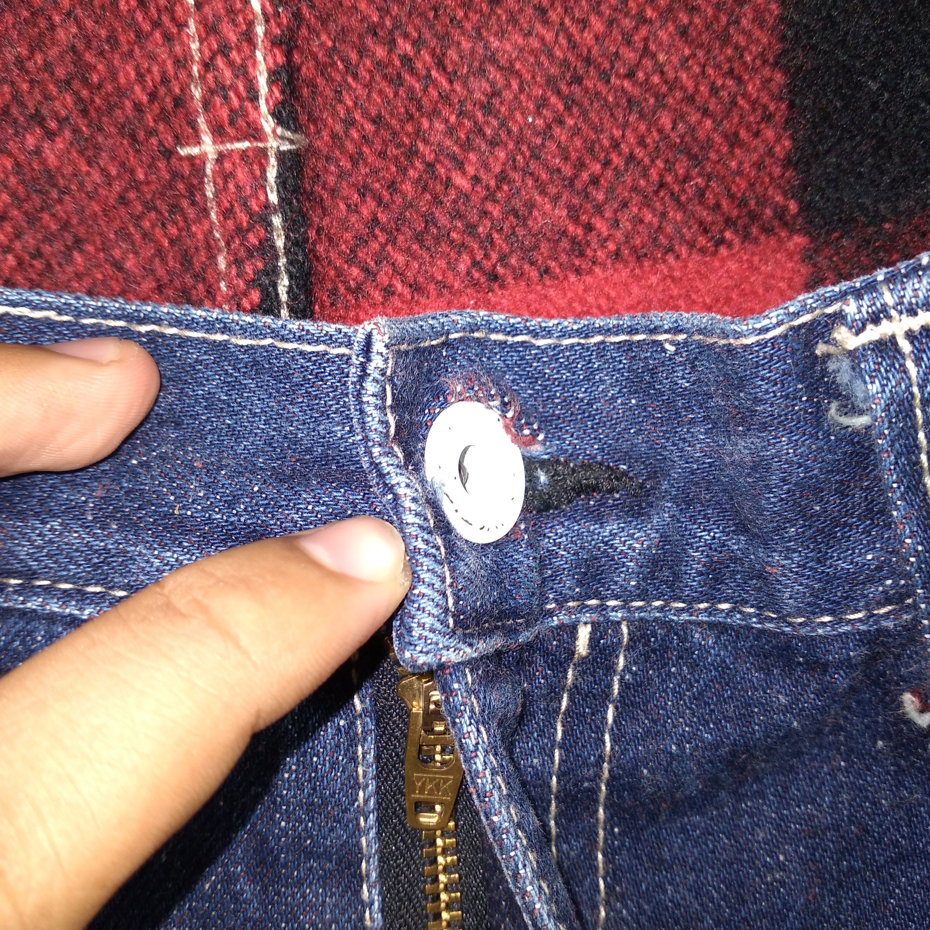 Japanese Brand × Vintage Concave Attempt Tartan Style Button Pocket Denim Jeans Size US 32 / EU 48 - 15 Thumbnail