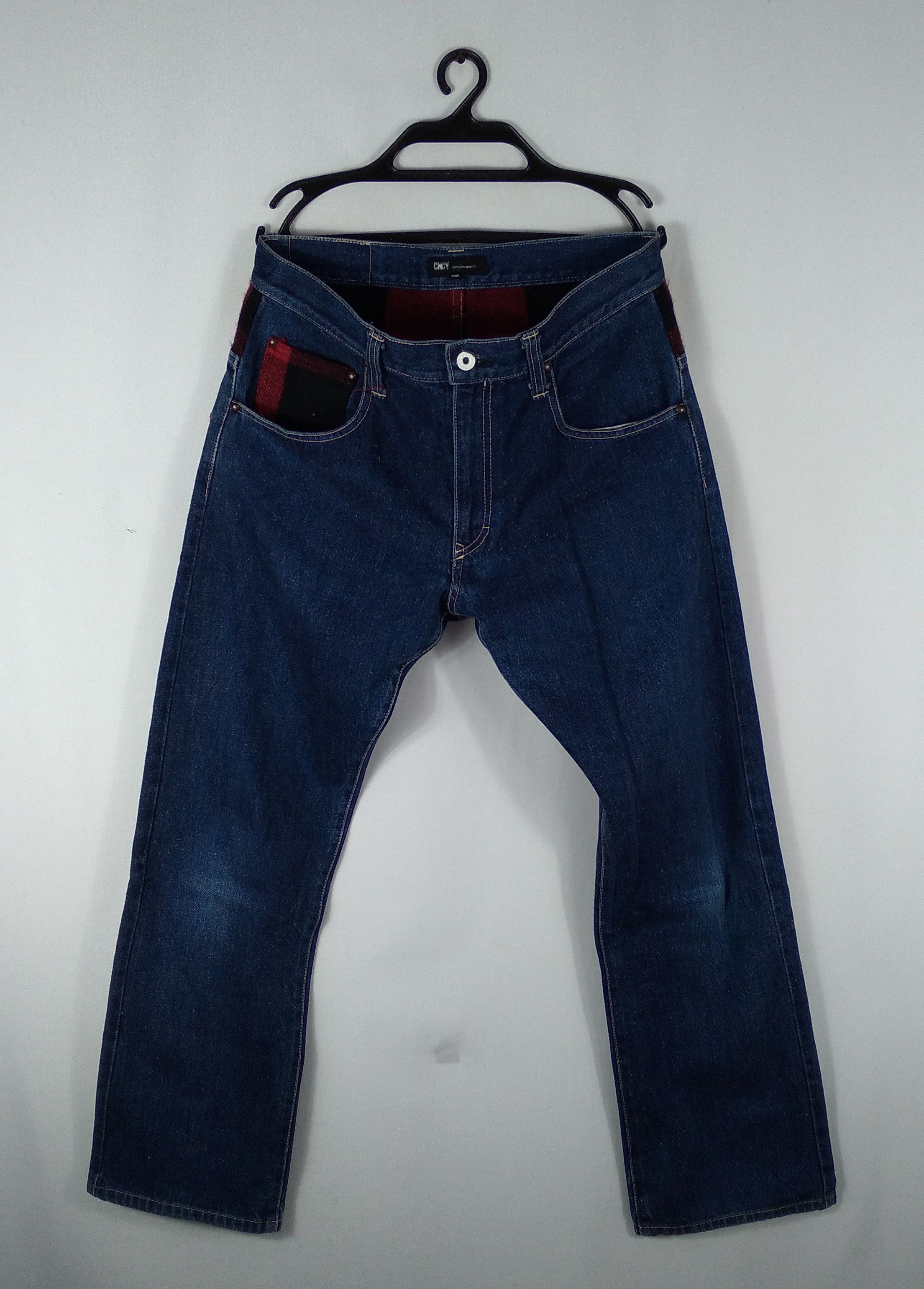 Japanese Brand × Vintage Concave Attempt Tartan Style Button Pocket Denim Jeans Size US 32 / EU 48 - 2 Thumbnail