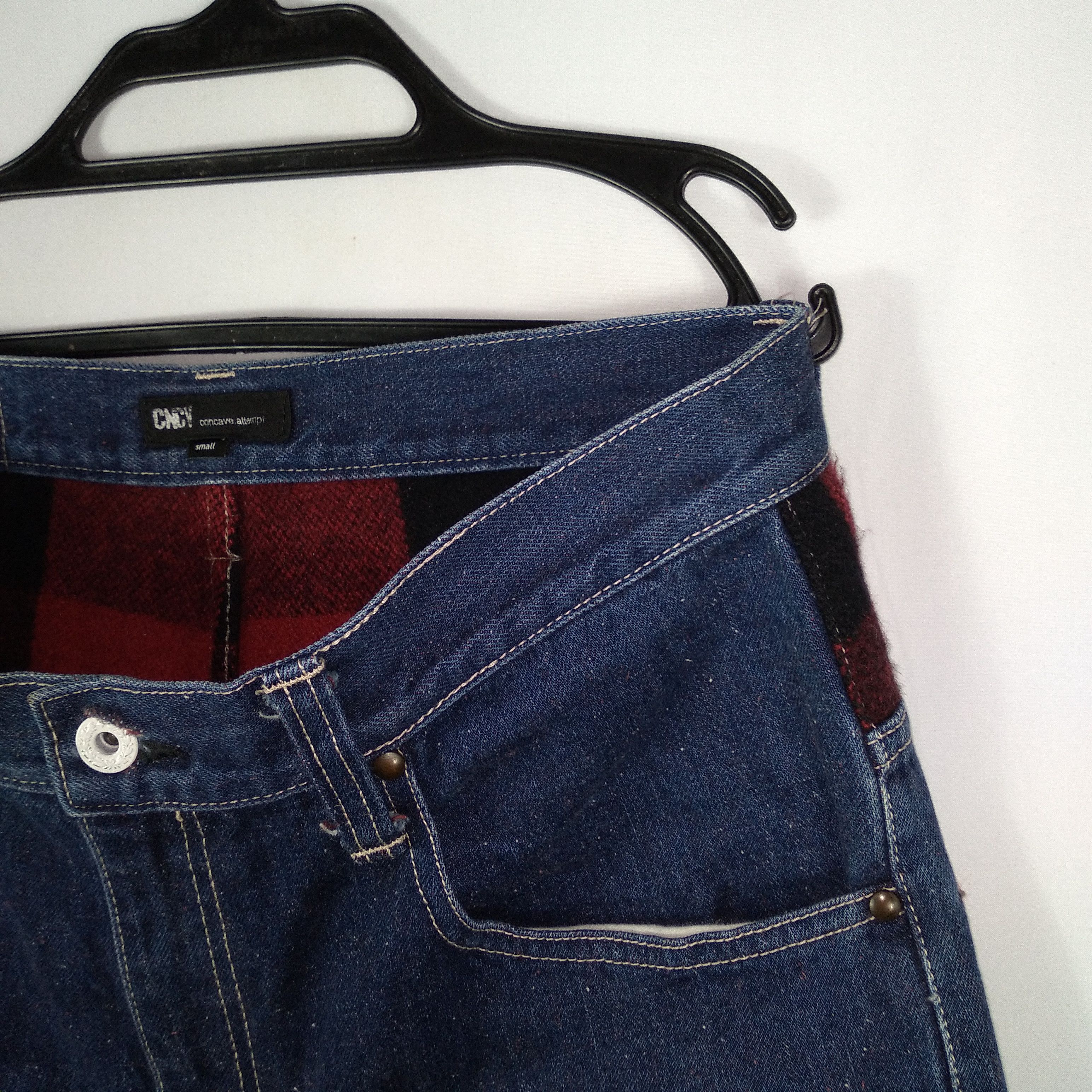 Japanese Brand × Vintage Concave Attempt Tartan Style Button Pocket Denim Jeans Size US 32 / EU 48 - 6 Thumbnail