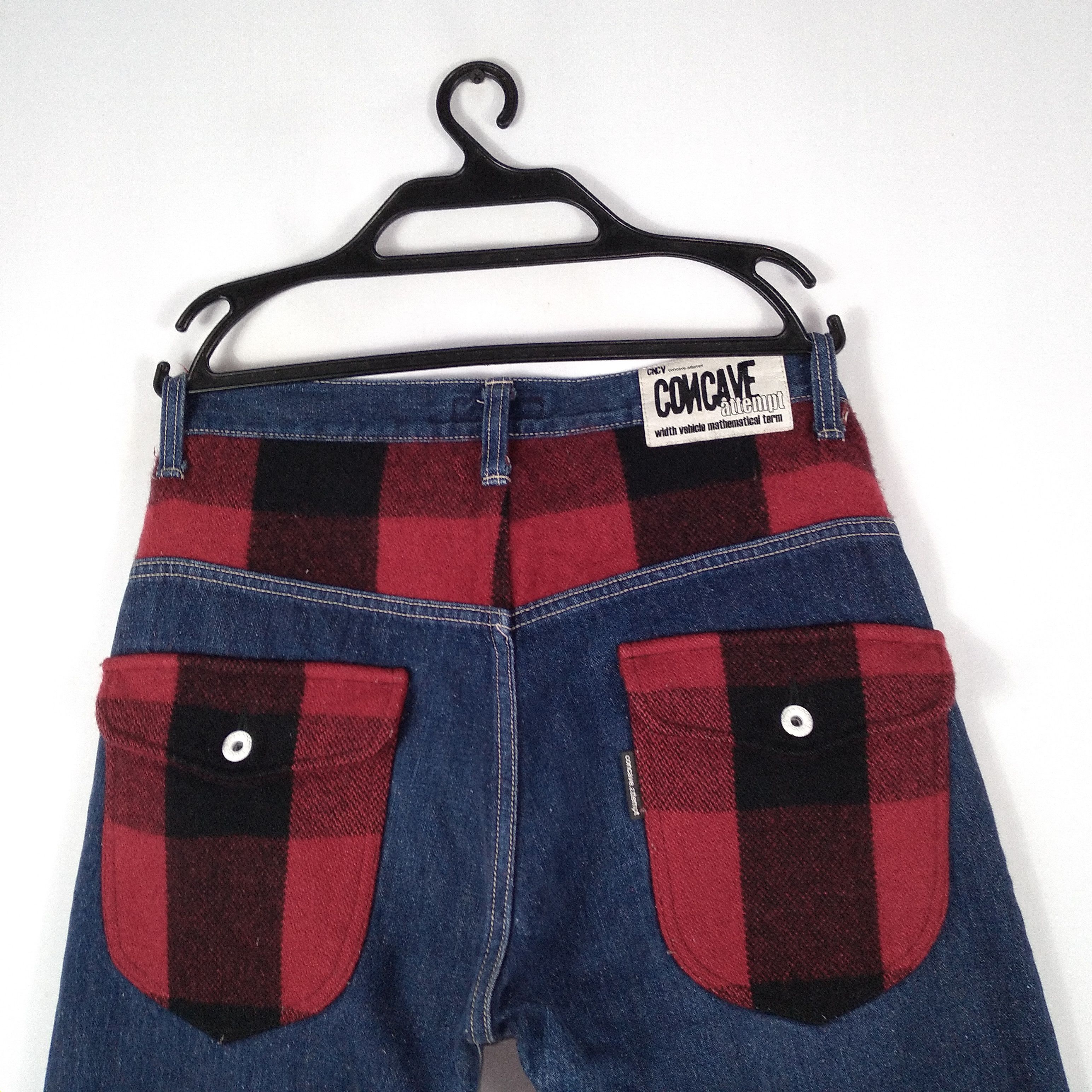 Japanese Brand × Vintage Concave Attempt Tartan Style Button Pocket Denim Jeans Size US 32 / EU 48 - 10 Thumbnail