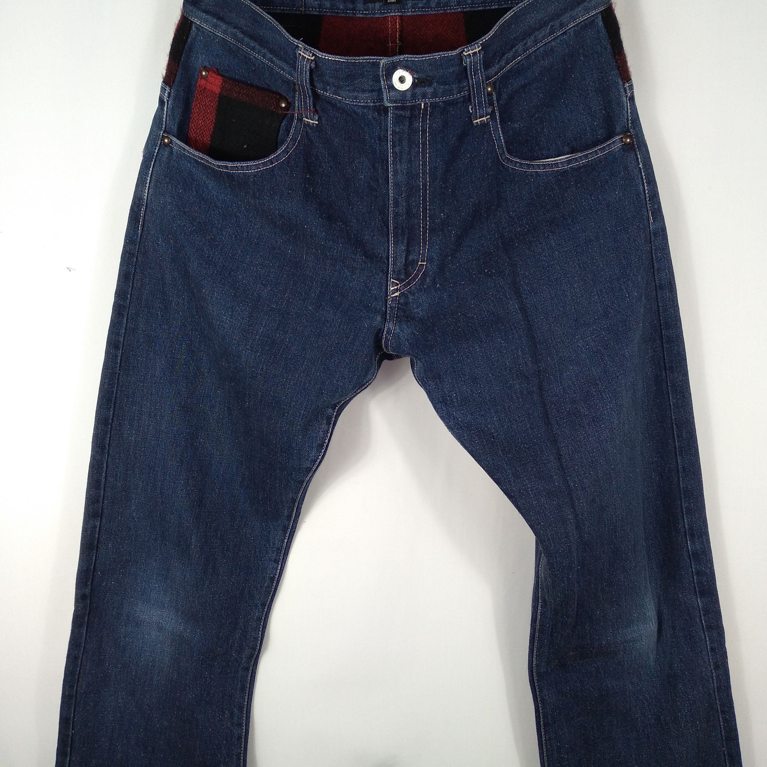 Japanese Brand × Vintage Concave Attempt Tartan Style Button Pocket Denim Jeans Size US 32 / EU 48 - 7 Thumbnail