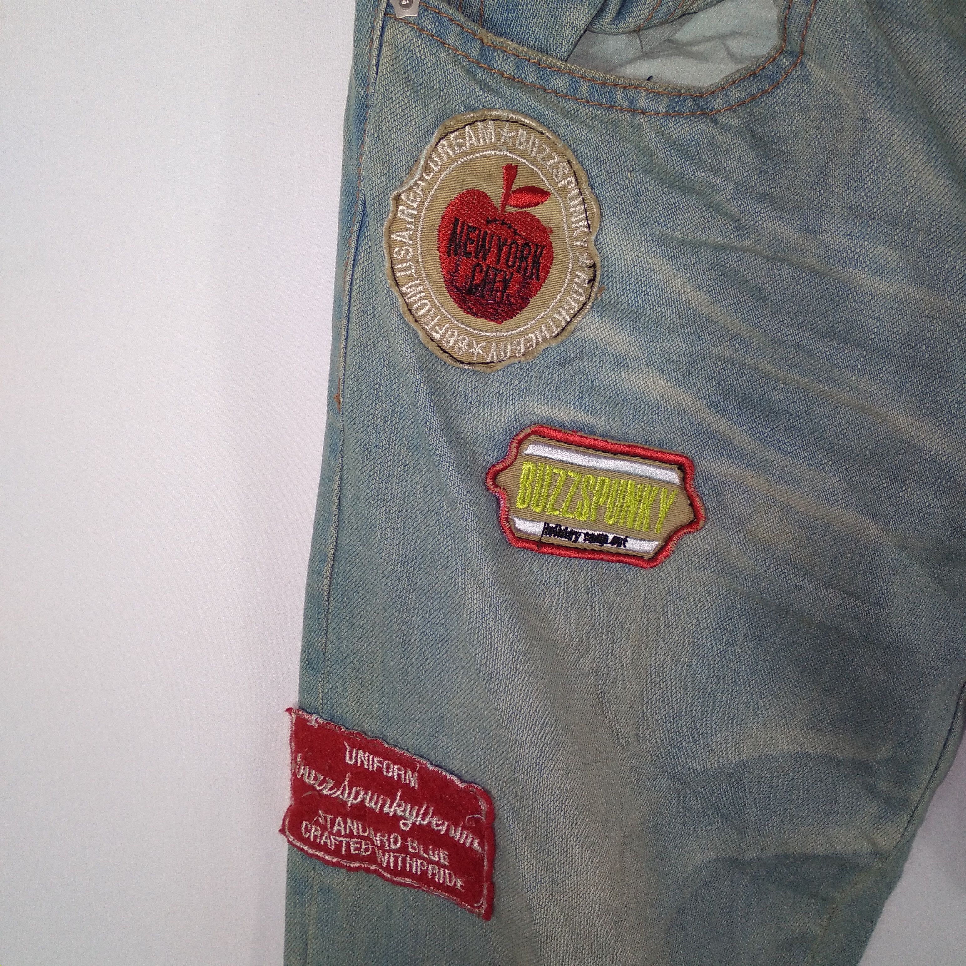 Japanese Brand × Vintage Vintage Buzzspunky Patchwork Punk Style Denim Jeans Size US 31 - 4 Thumbnail