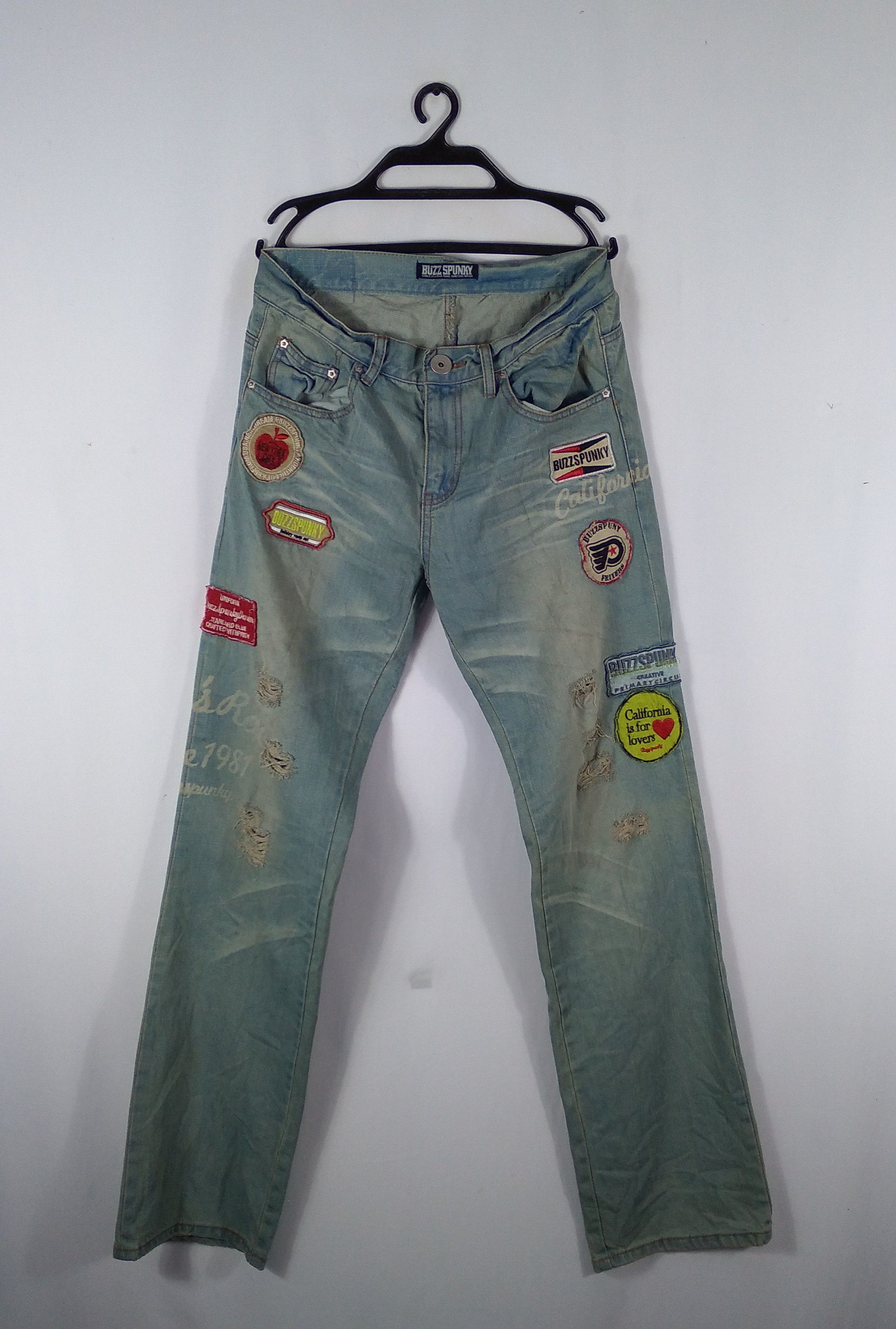 Japanese Brand × Vintage Vintage Buzzspunky Patchwork Punk Style Denim Jeans Size US 31 - 2 Thumbnail