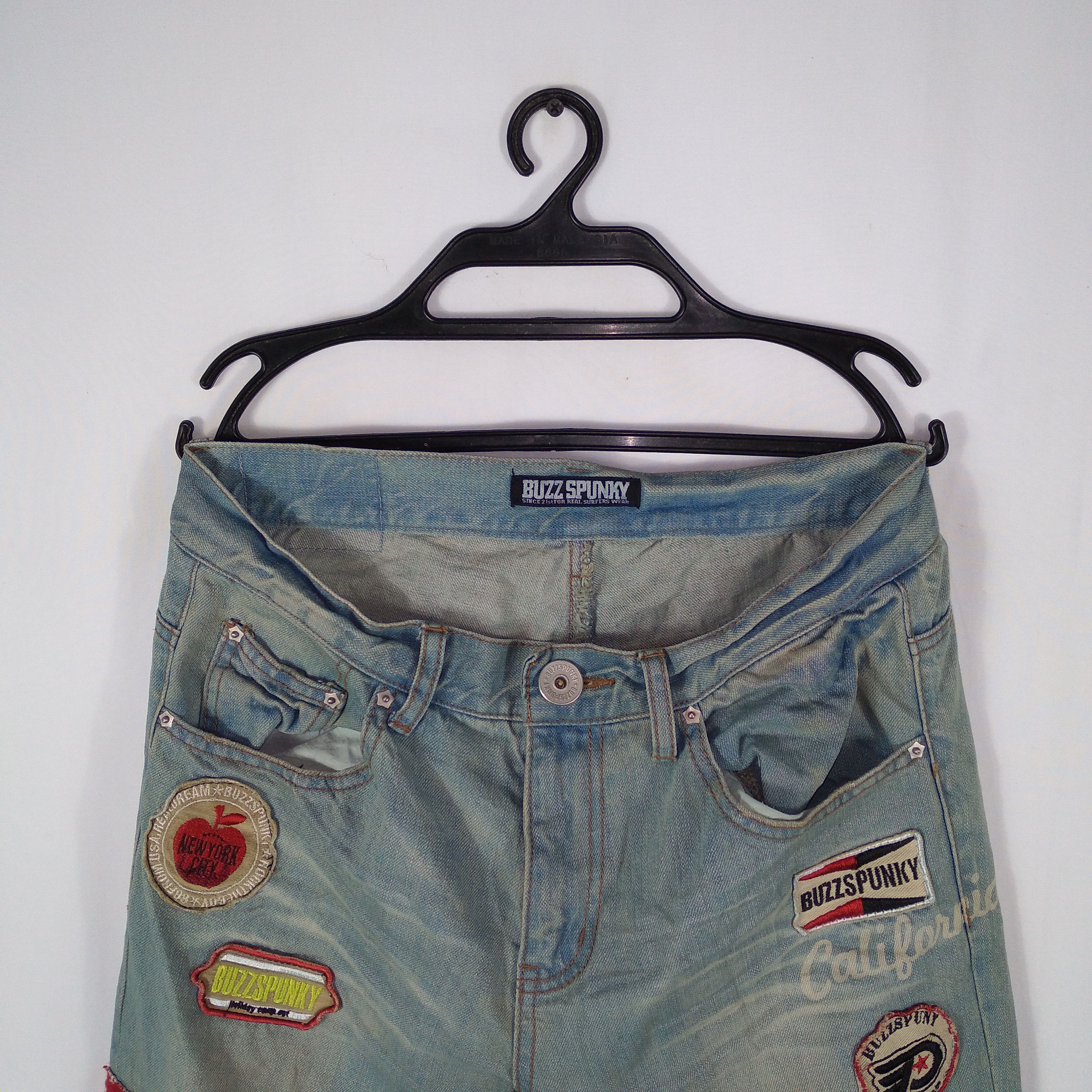 Japanese Brand × Vintage Vintage Buzzspunky Patchwork Punk Style Denim Jeans Size US 31 - 3 Thumbnail