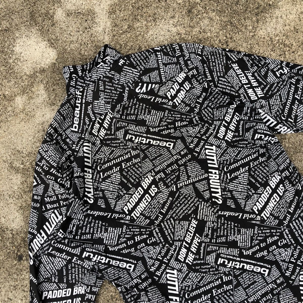 Japanese Brand × Vintage Rare Vintage Bright Light Newspaper Punk Styles Button Shirt Size US L / EU 52-54 / 3 - 5 Thumbnail
