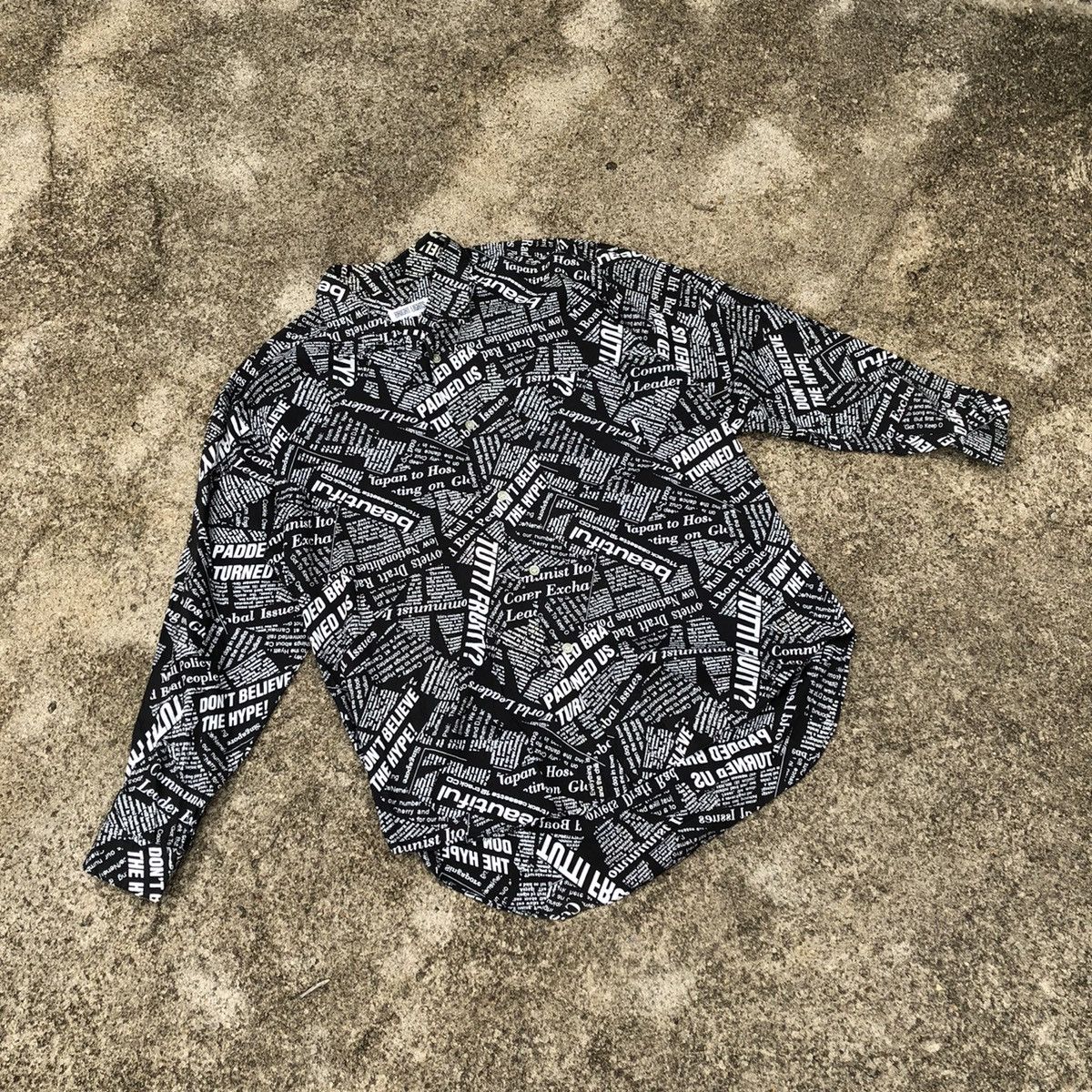 Japanese Brand × Vintage Rare Vintage Bright Light Newspaper Punk Styles Button Shirt Size US L / EU 52-54 / 3 - 1 Thumbnail