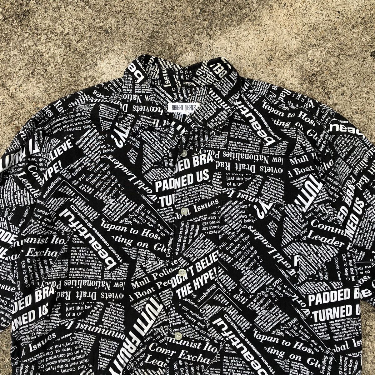 Japanese Brand × Vintage Rare Vintage Bright Light Newspaper Punk Styles Button Shirt Size US L / EU 52-54 / 3 - 2 Thumbnail