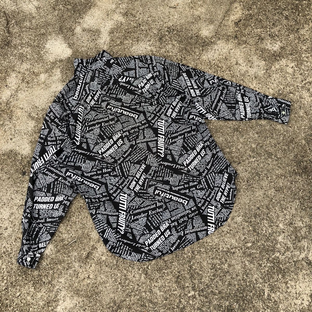 Japanese Brand × Vintage Rare Vintage Bright Light Newspaper Punk Styles Button Shirt Size US L / EU 52-54 / 3 - 4 Thumbnail
