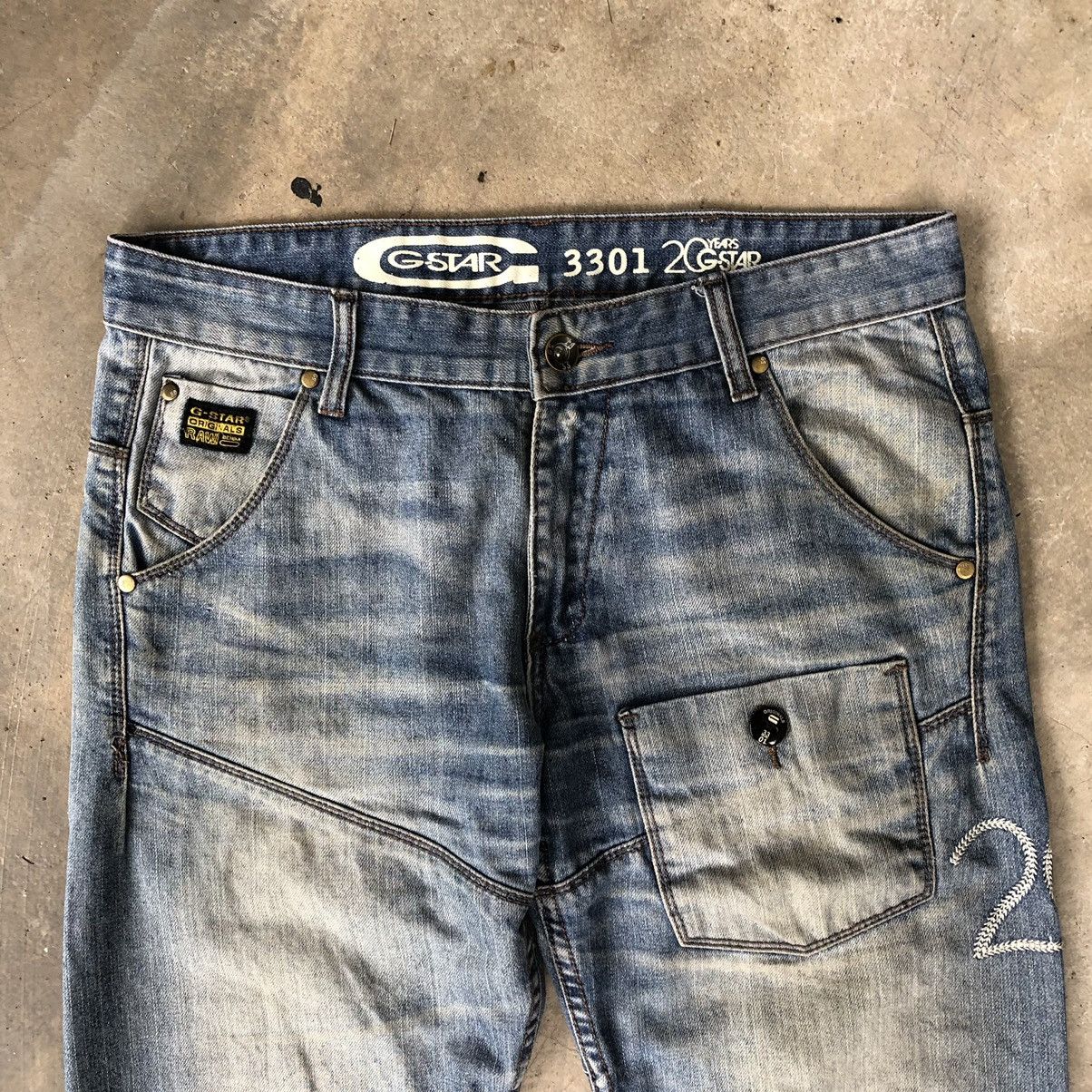 G-Star × Japanese Brand 🔥Rare🔥20 Years Of G Star 3301 Double Knee Distressed Denim Size US 34 / EU 50 - 2 Thumbnail