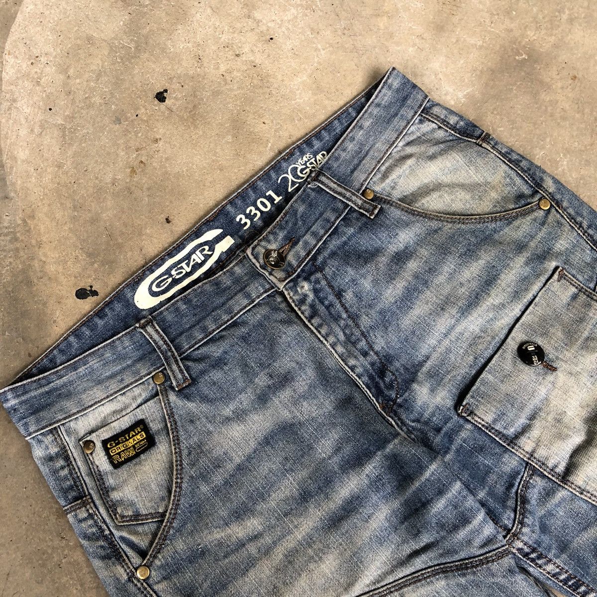 G-Star × Japanese Brand 🔥Rare🔥20 Years Of G Star 3301 Double Knee Distressed Denim Size US 34 / EU 50 - 8 Thumbnail