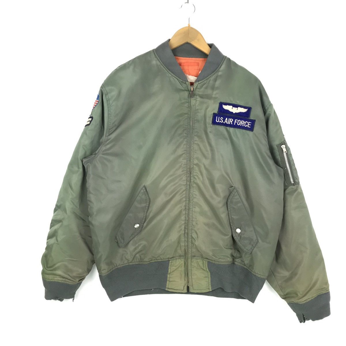 image of Military x US Air Force Vintage Us Air Force Bomber Jacket Tom Cat Flight Jacket in Green (Size XL)