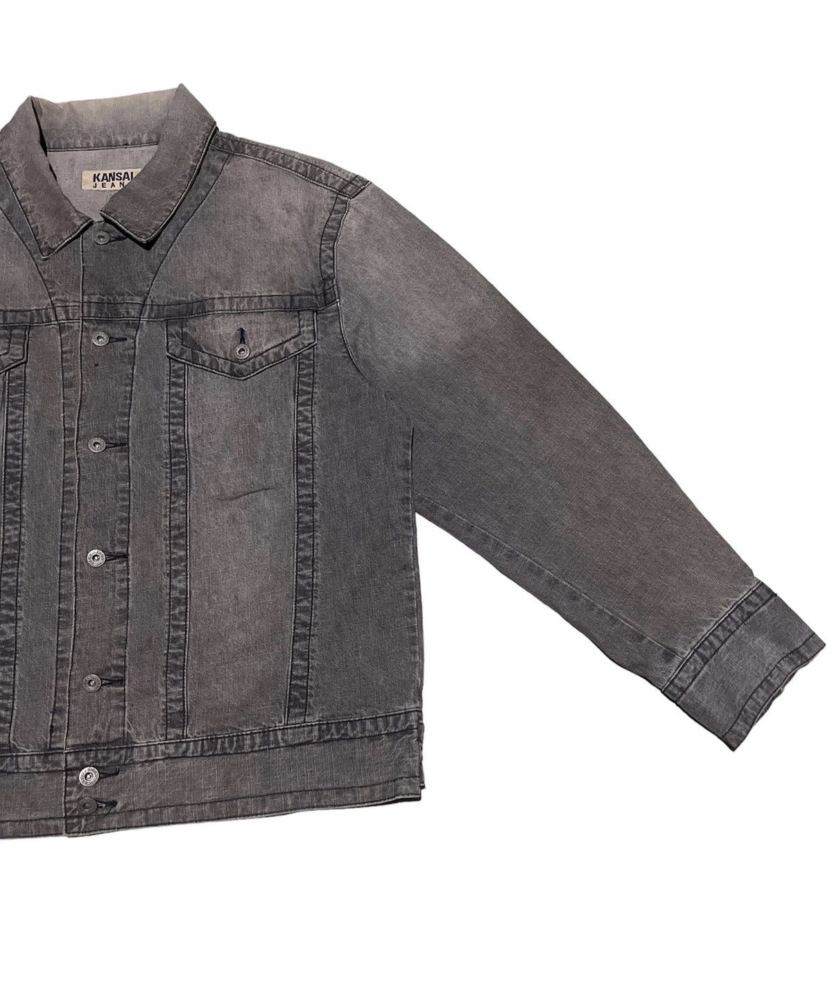Kansai Yamamoto Vintage 90s Kansai Jeans Gray Washed Denim Jacket Size US L / EU 52-54 / 3 - 11 Thumbnail
