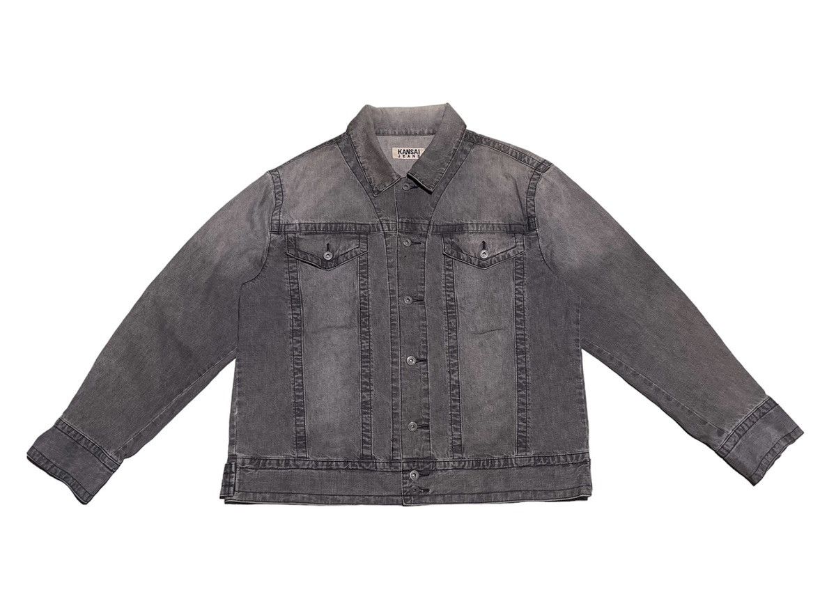 Kansai Yamamoto Vintage 90s Kansai Jeans Gray Washed Denim Jacket Size US L / EU 52-54 / 3 - 4 Thumbnail