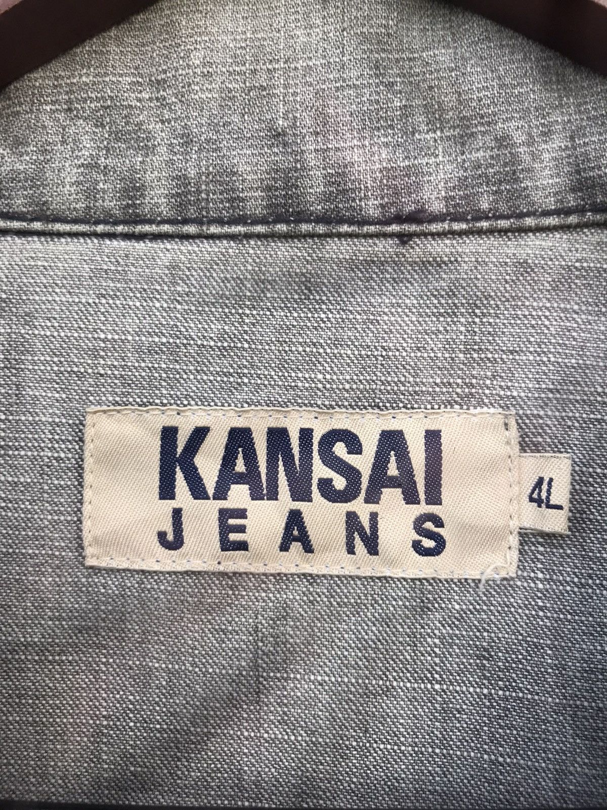Kansai Yamamoto Vintage 90s Kansai Jeans Gray Washed Denim Jacket Size US L / EU 52-54 / 3 - 3 Thumbnail