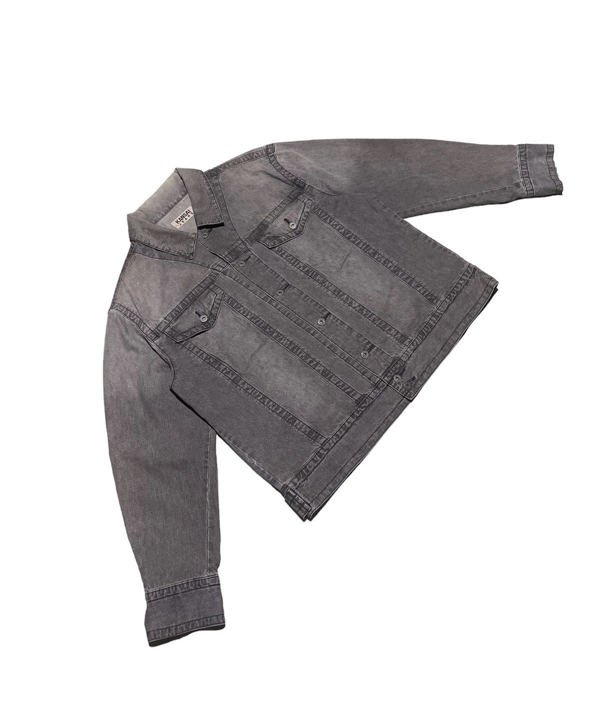 Kansai Yamamoto Vintage 90s Kansai Jeans Gray Washed Denim Jacket Size US L / EU 52-54 / 3 - 1 Thumbnail