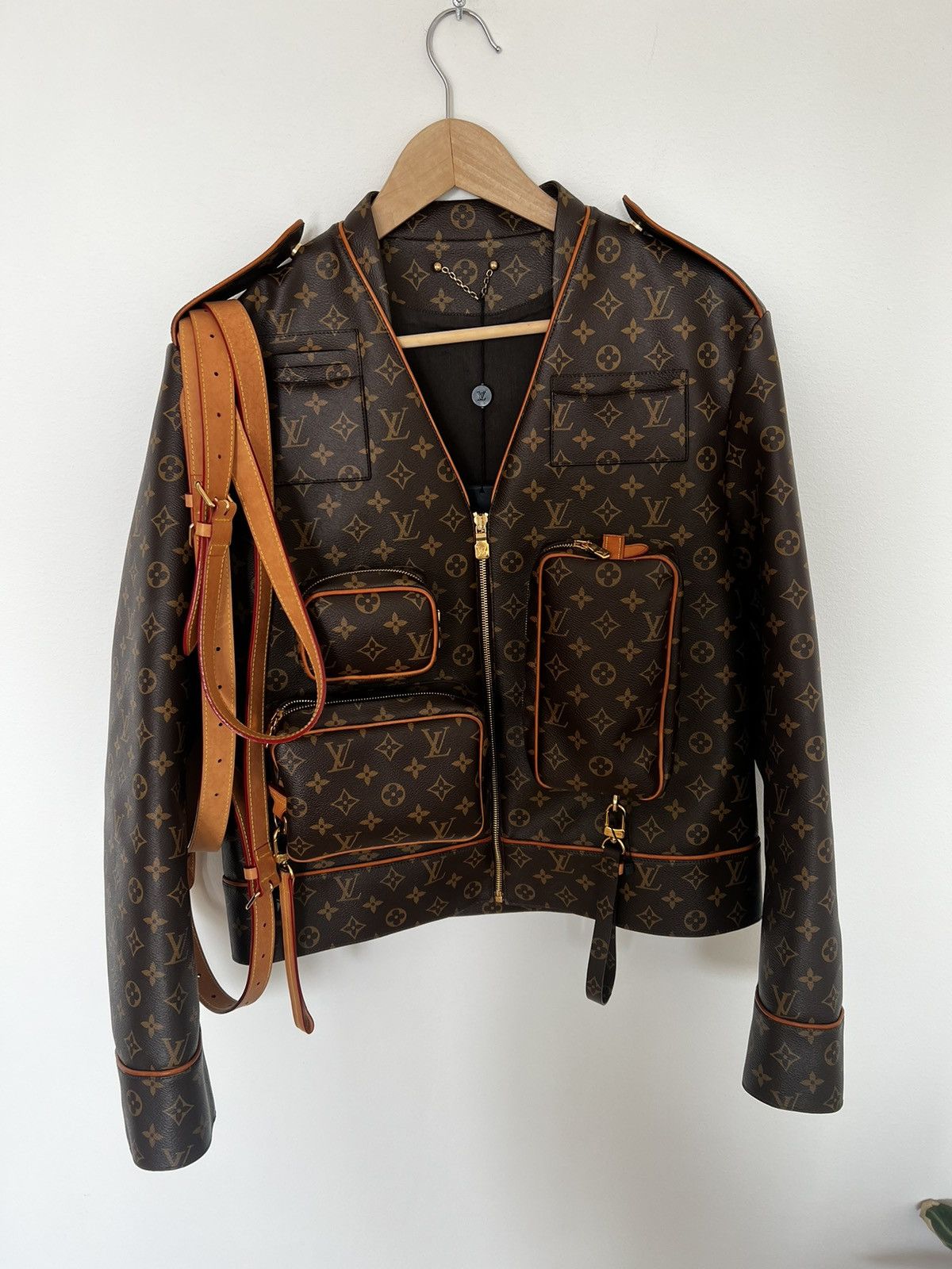 Louis Vuitton Monogram Admiral Leather Jacket 46 Virgil Abloh