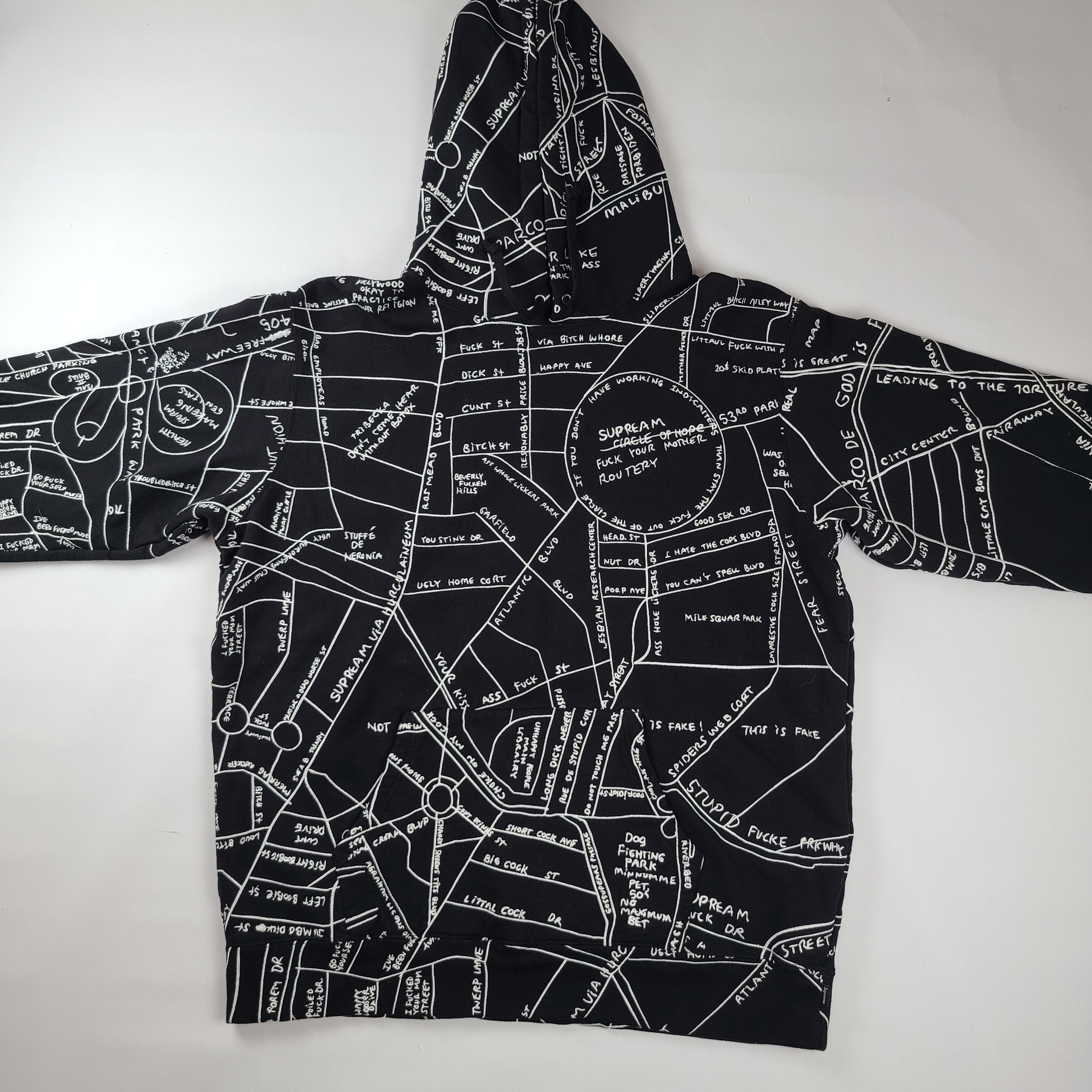 Supreme Mark Gonzales Fully embroidered map hoodie