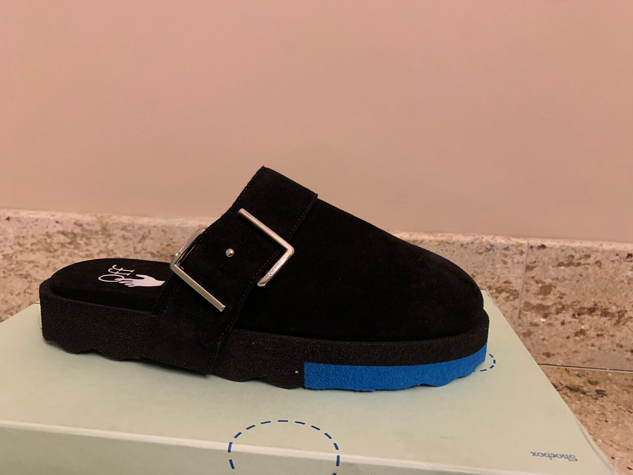 Off-White Suede Comfort Slides in Black Size US 8 / EU 41 - 5 Thumbnail