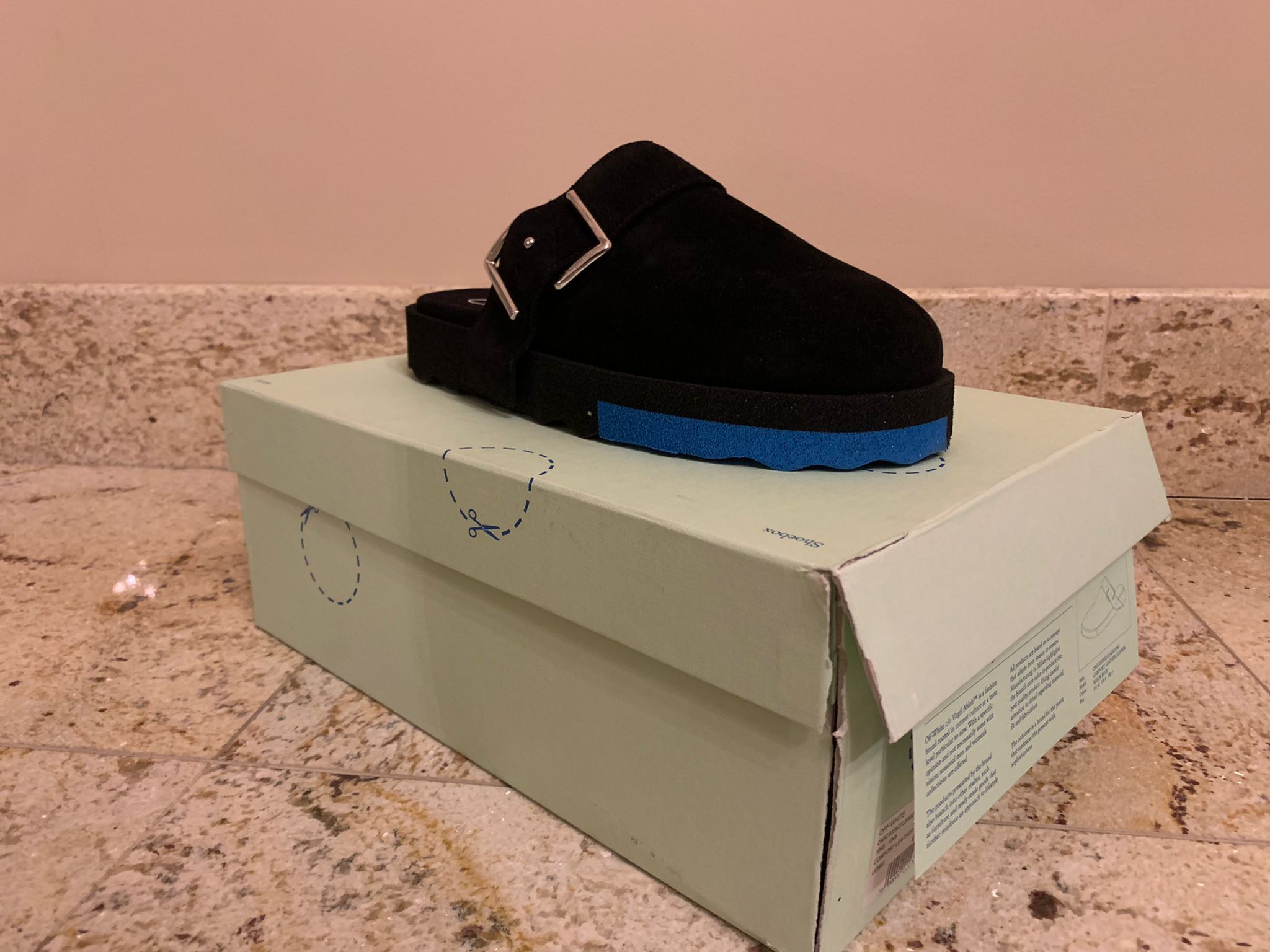Off-White Suede Comfort Slides in Black Size US 8 / EU 41 - 4 Thumbnail