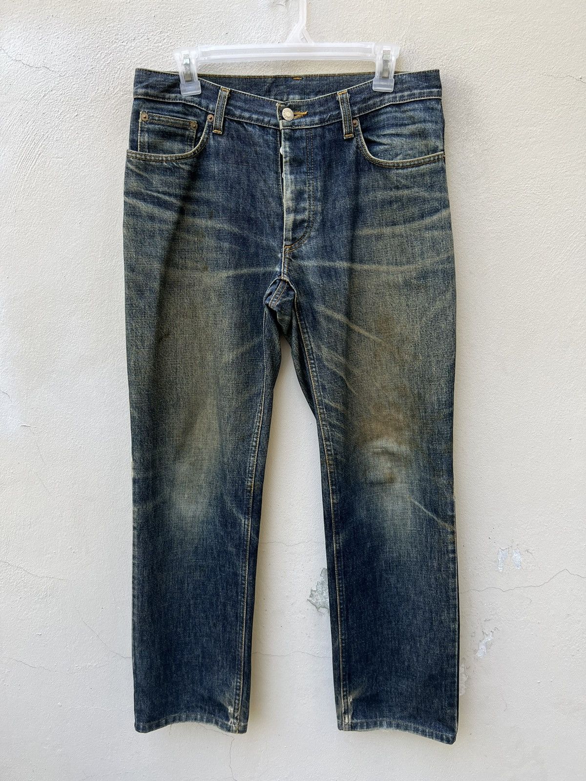 Helmut Lang Vintage 1997 Helmut Lang Mud Denim Dirty Jeans Size US 31 - 6 Thumbnail