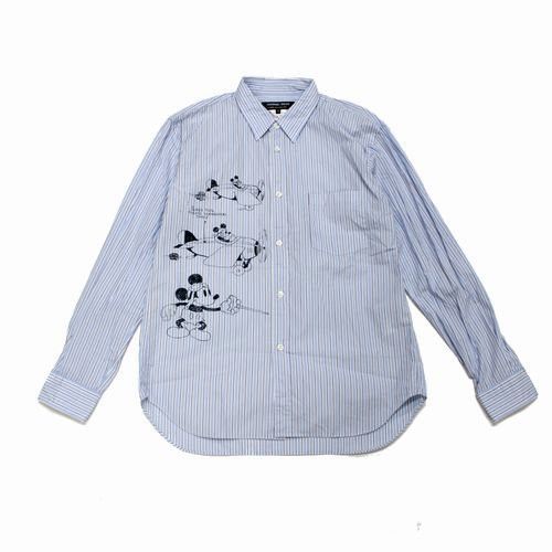 AW20 Mickey Mouse Plane Sketch Striped Button Shirt