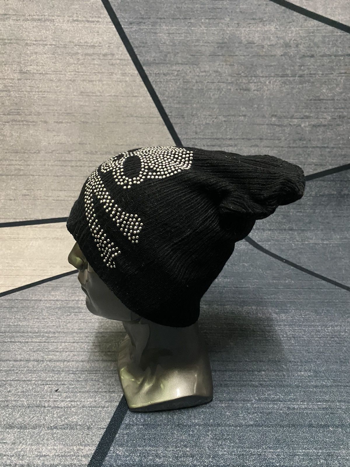 Japanese Brand SKULL Skeleton Sparkling Punk Japanese Beanie Hat Size ONE SIZE - 4 Thumbnail