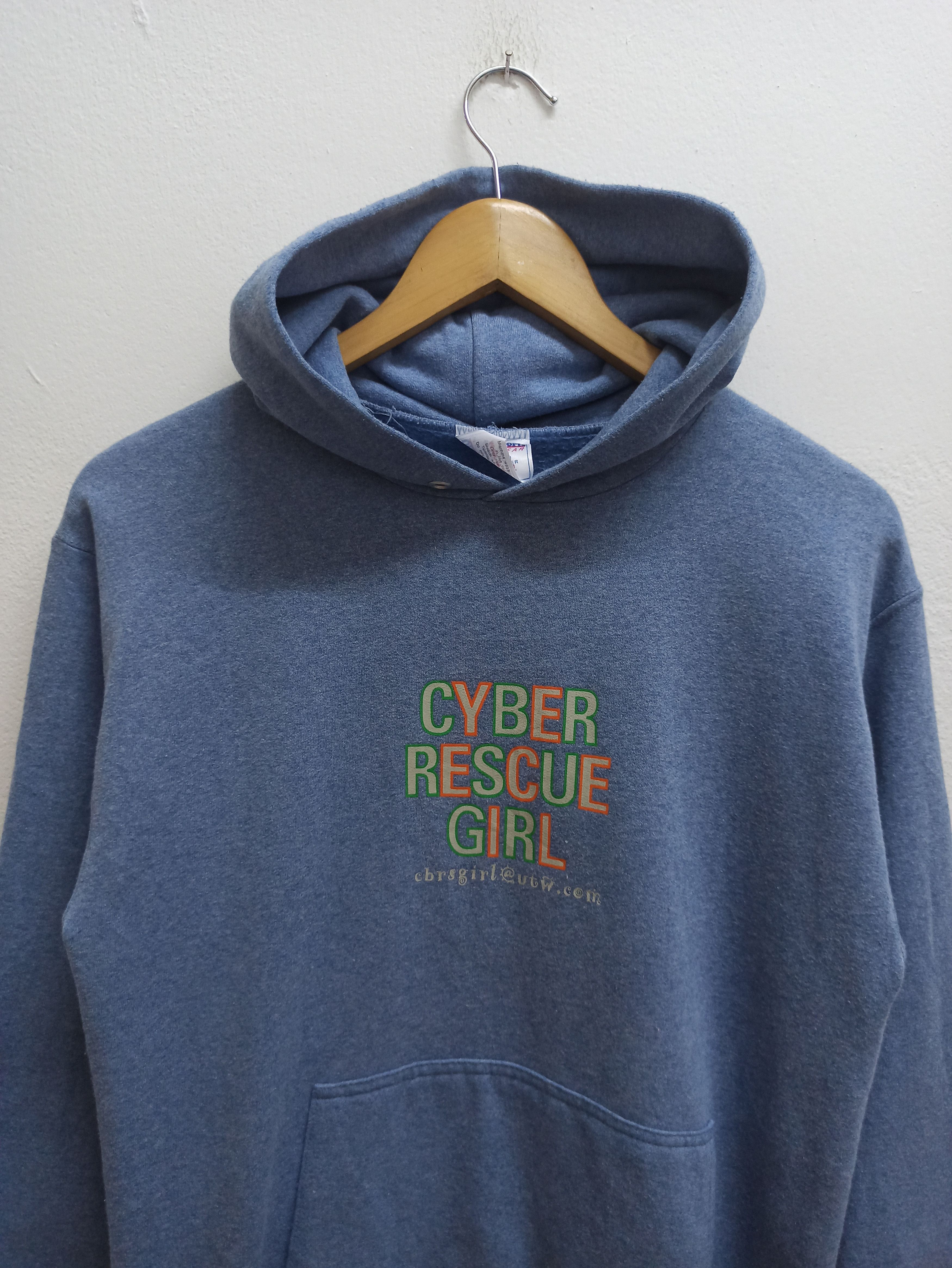 Vintage Vintage Hoodie CYBER RESCUE GIRL from USA (c35) Size US M / EU 48-50 / 2 - 2 Thumbnail