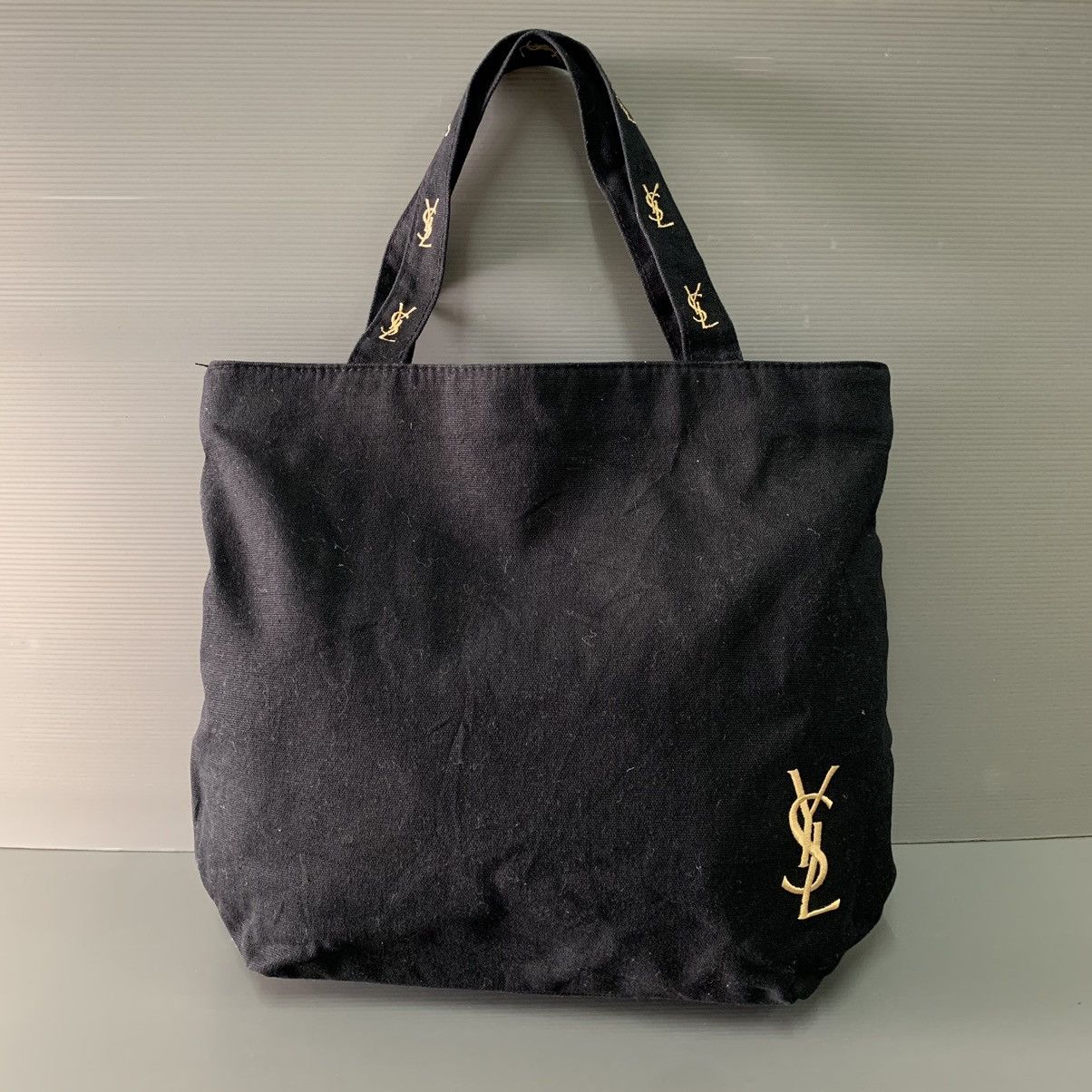 Yves Saint Laurent YSL Tote Bag Black Colour Embroidery Logo Size ONE SIZE - 1 Thumbnail