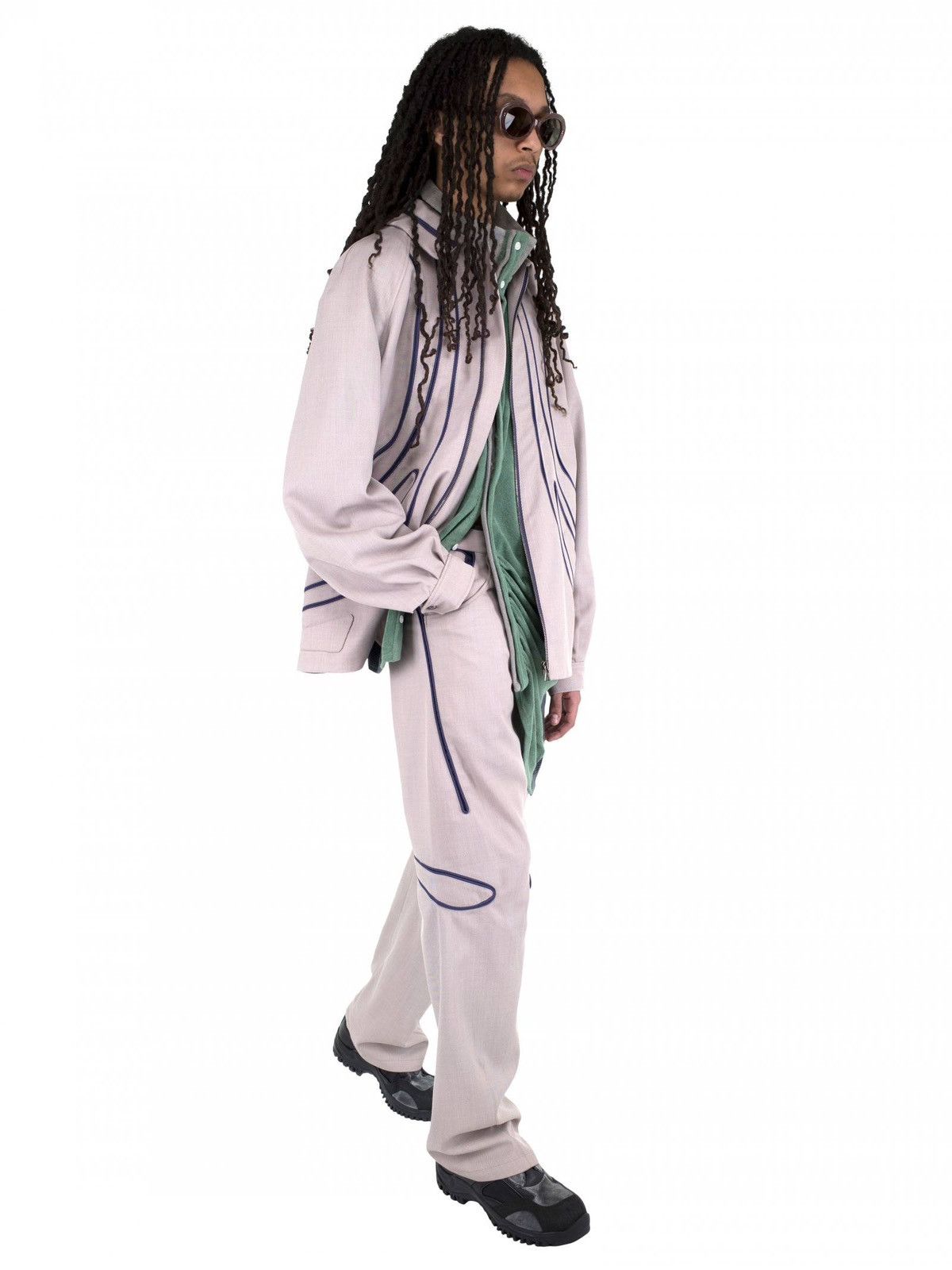 Kiko Kostadinov Giran Piping Trousers in Beige / Petunia Purple Size US 33 - 5 Thumbnail