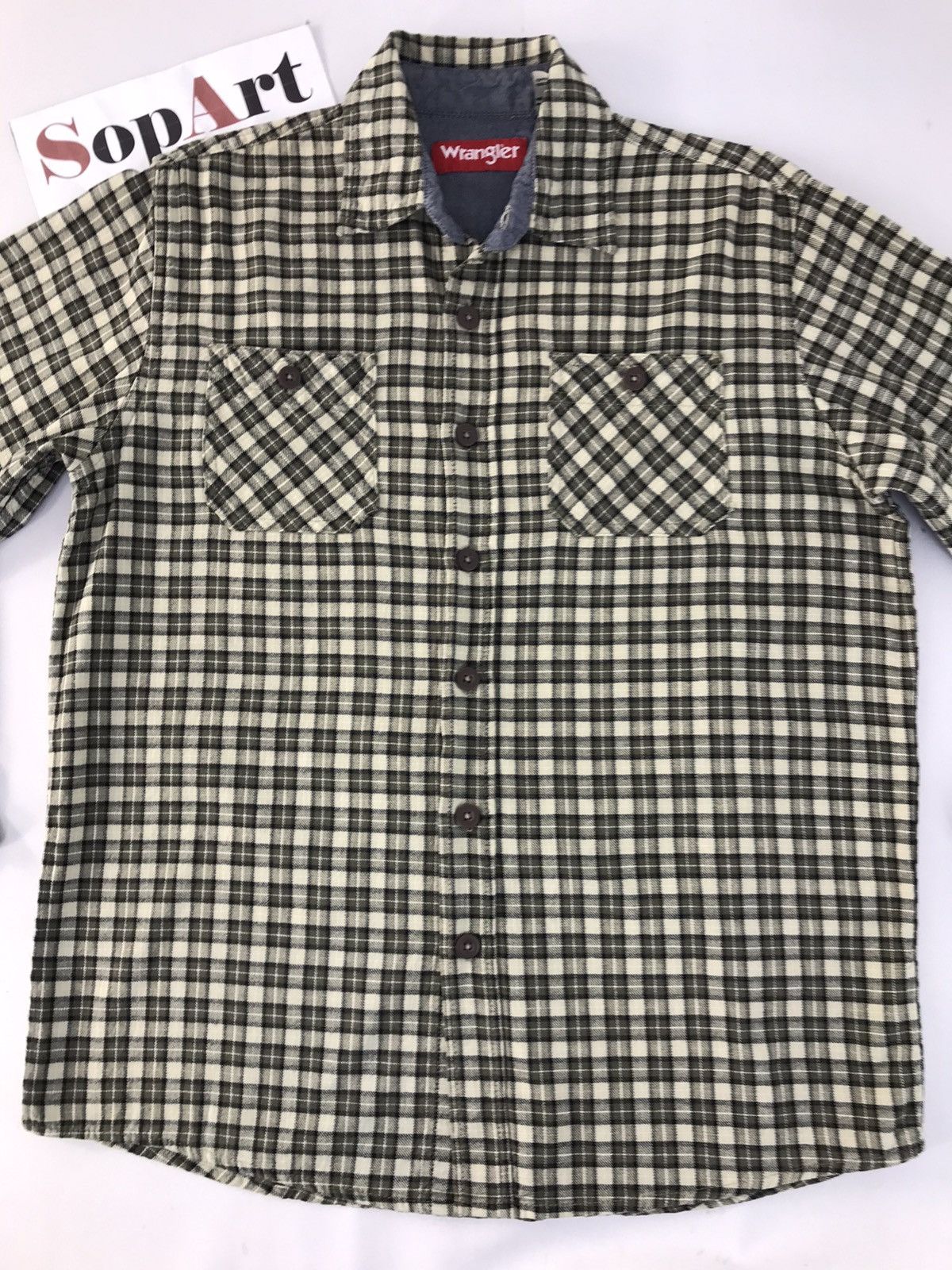 Flannel × Wrangler Vintage Flannel Wrangler Design Plaid Double Pocket Style Size US L / EU 52-54 / 3 - 3 Thumbnail