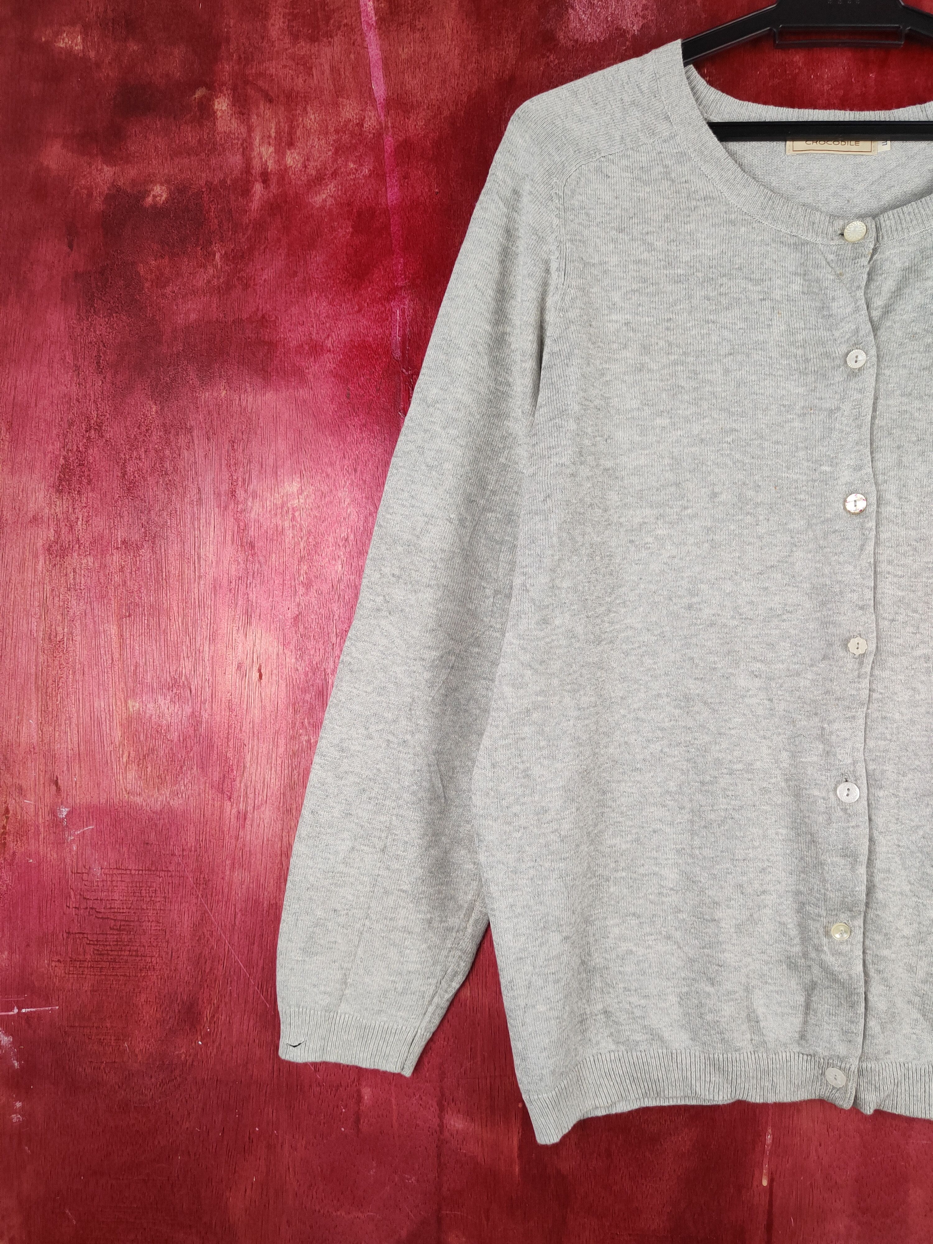 Japanese Brand Crocodile Gray Cardigan knitwear streetwear #S881 Size L / US 10 / IT 46 - 5 Thumbnail