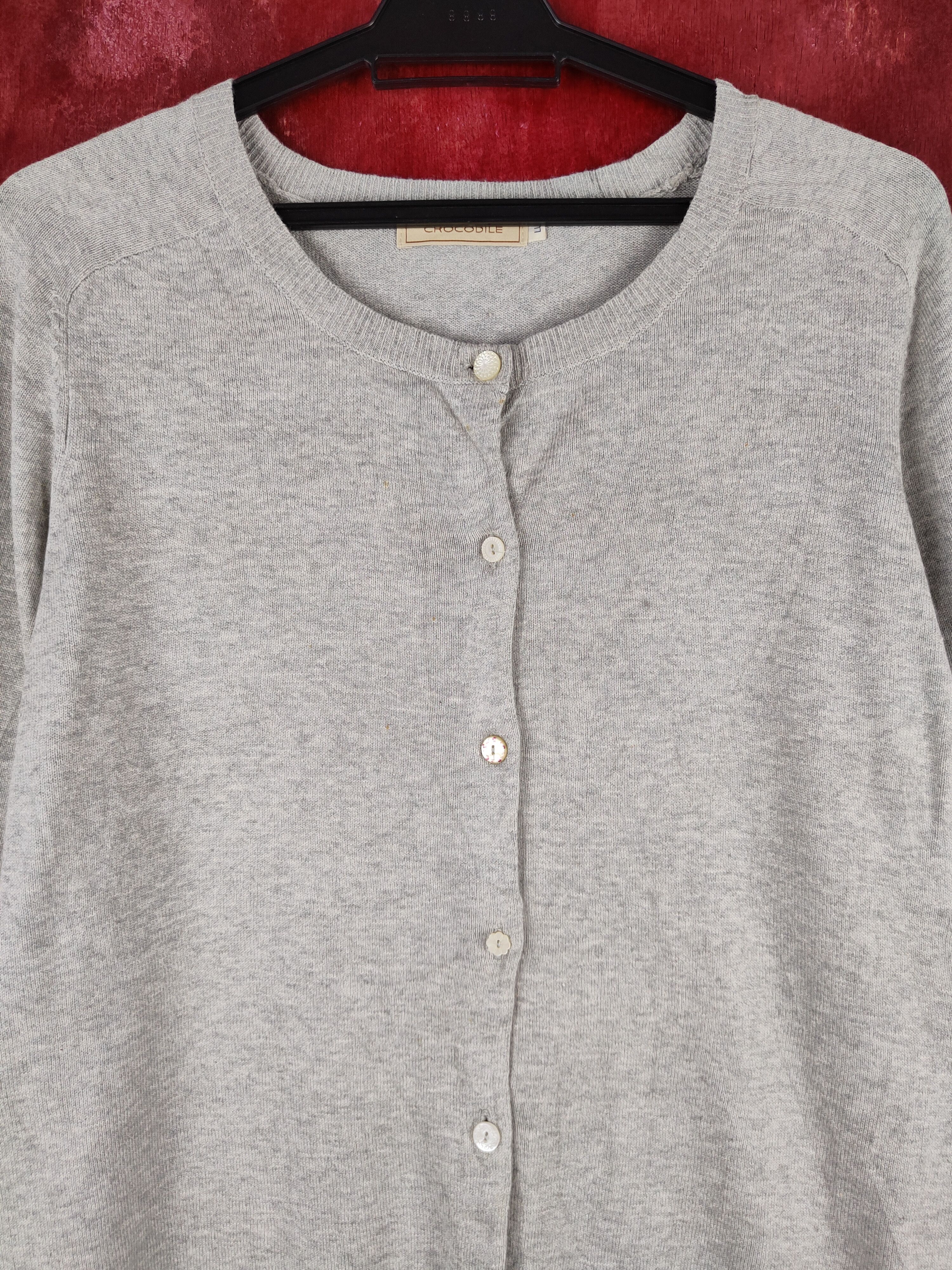 Japanese Brand Crocodile Gray Cardigan knitwear streetwear #S881 Size L / US 10 / IT 46 - 2 Thumbnail