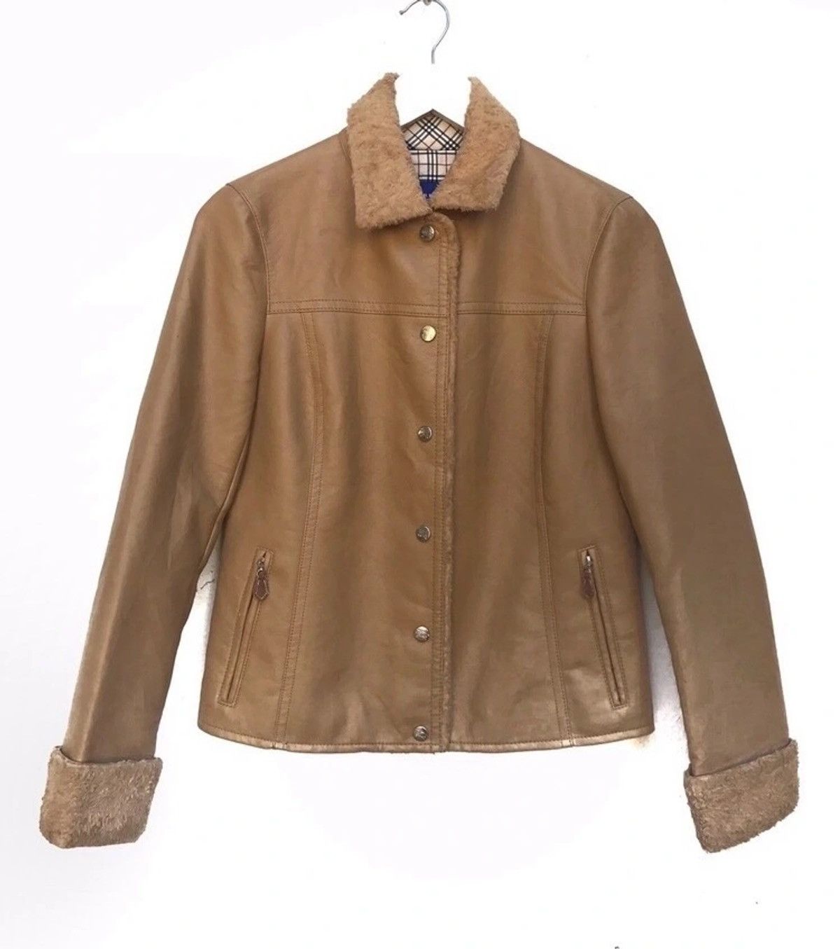 Burberry Burberry X Blue Label Sherling Leather Button Flap Jacket Size S / US 4 / IT 40 - 1 Thumbnail