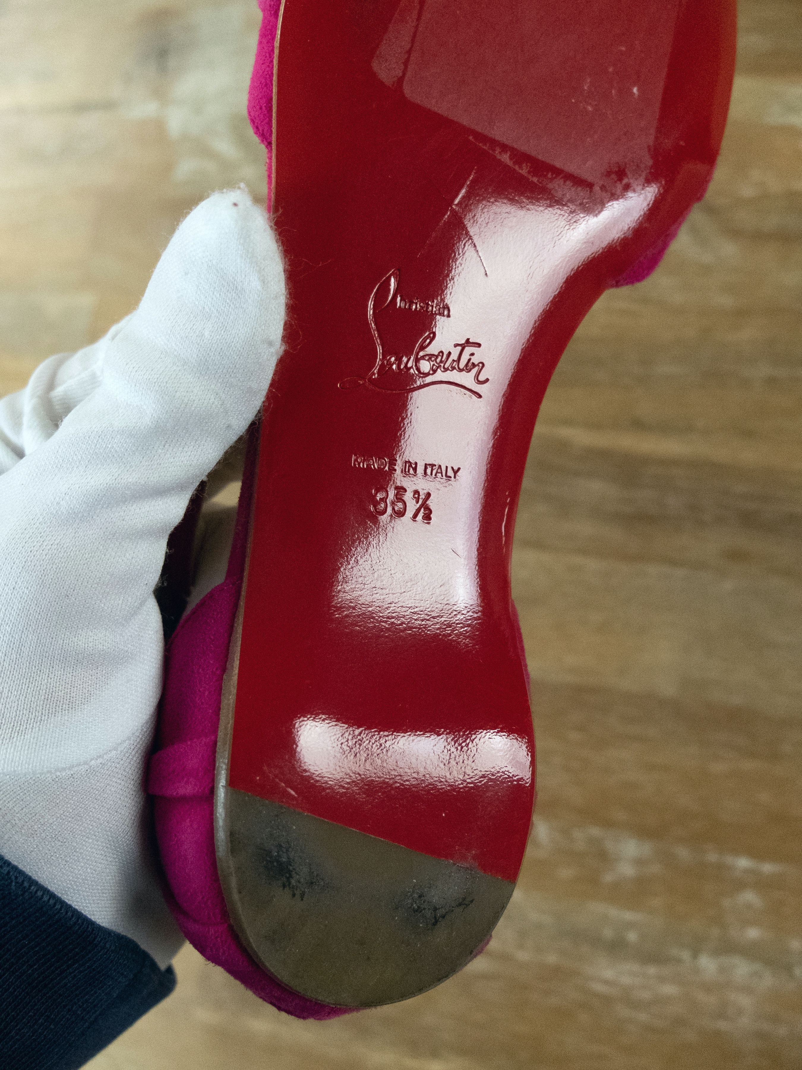 Christian Louboutin CHRISTIAN LOUBOUTIN Jazzy Doll pink suede t-strap sandals Size US 5.5 / IT 35.5 - 8 Thumbnail