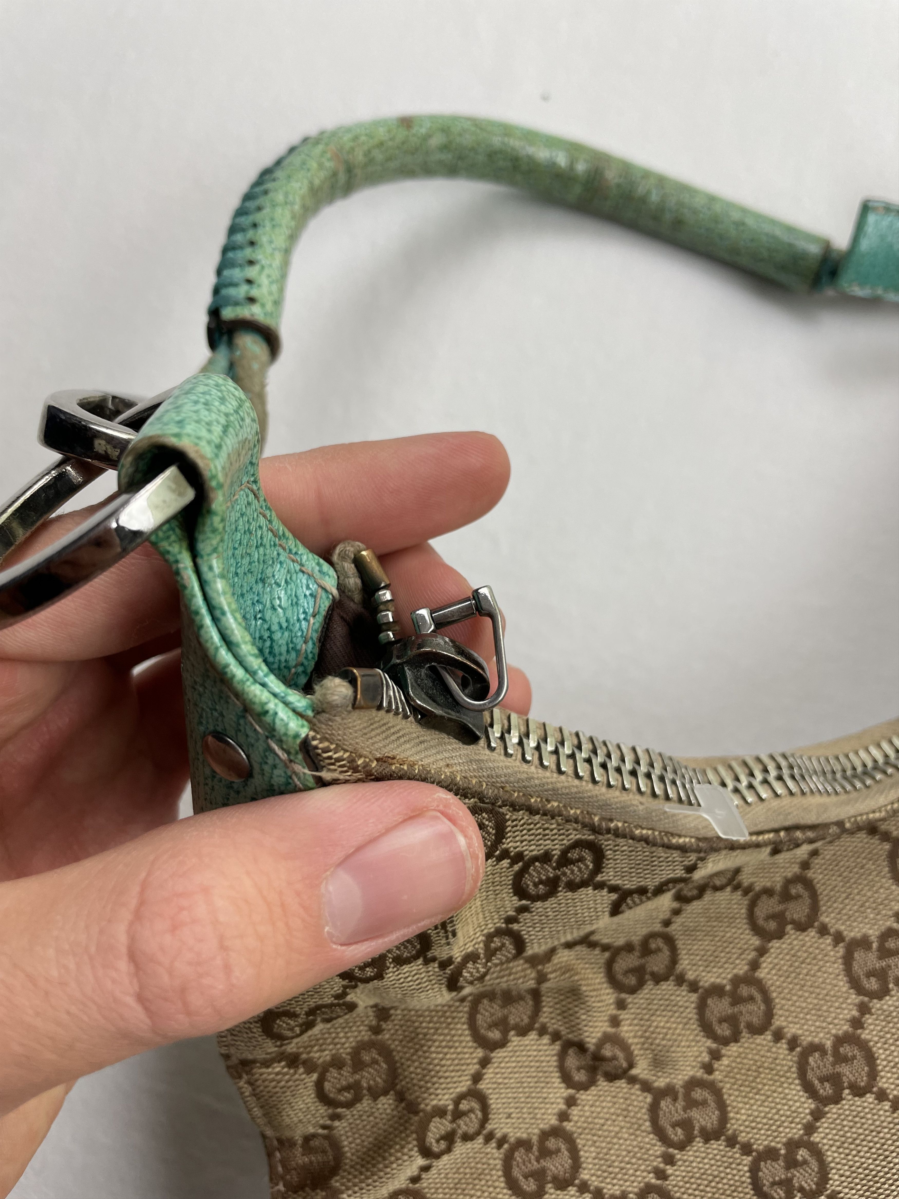 Gucci Gucci GG Monogram Purse Mini Tote Baby Blue Handle Bag Y2K Size ONE SIZE - 4 Thumbnail