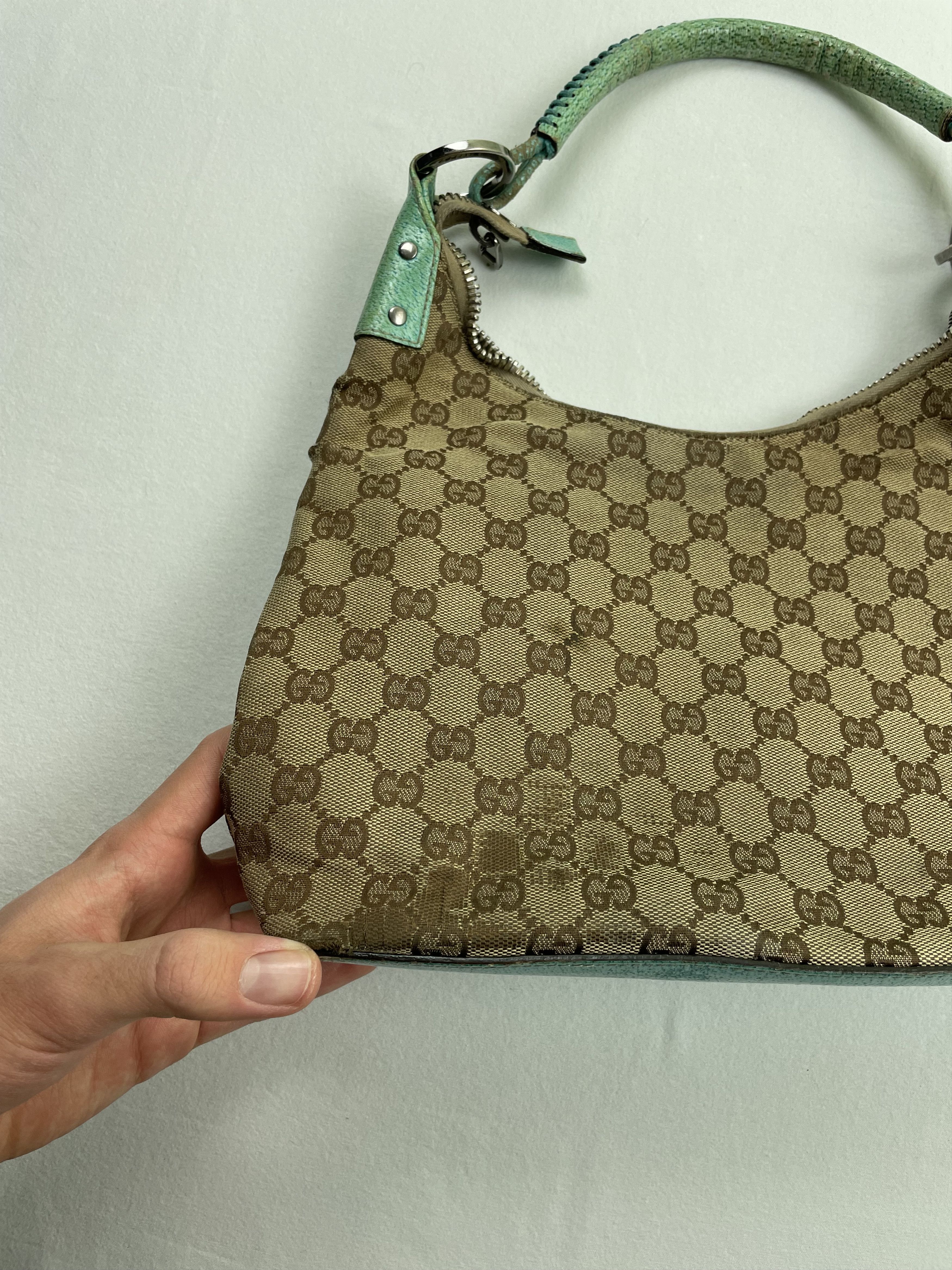 Gucci Gucci GG Monogram Purse Mini Tote Baby Blue Handle Bag Y2K Size ONE SIZE - 9 Thumbnail