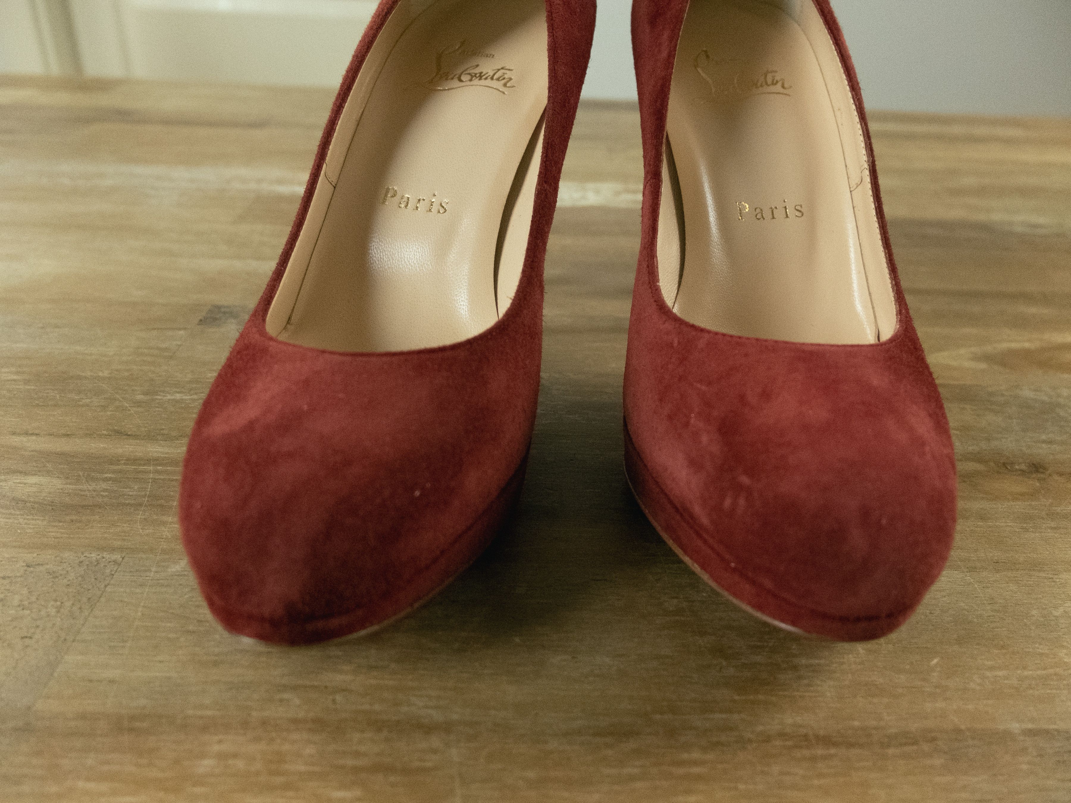 Christian Louboutin CHRISTIAN LOUBOUTIN Simple Pump red suede pumps shoes 36.5 Size US 6.5 / IT 36.5 - 3 Thumbnail