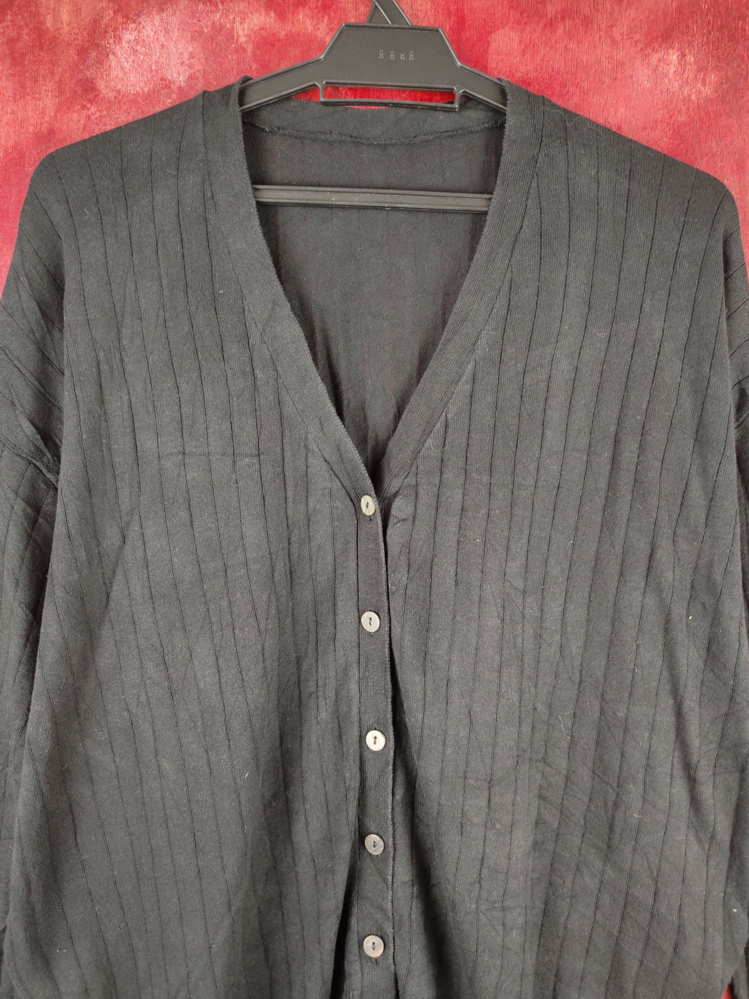 Japanese Brand Live in Comfort Black Cardigan knitwear vintage #S864 Size XL / US 12-14 / IT 48-50 - 2 Thumbnail