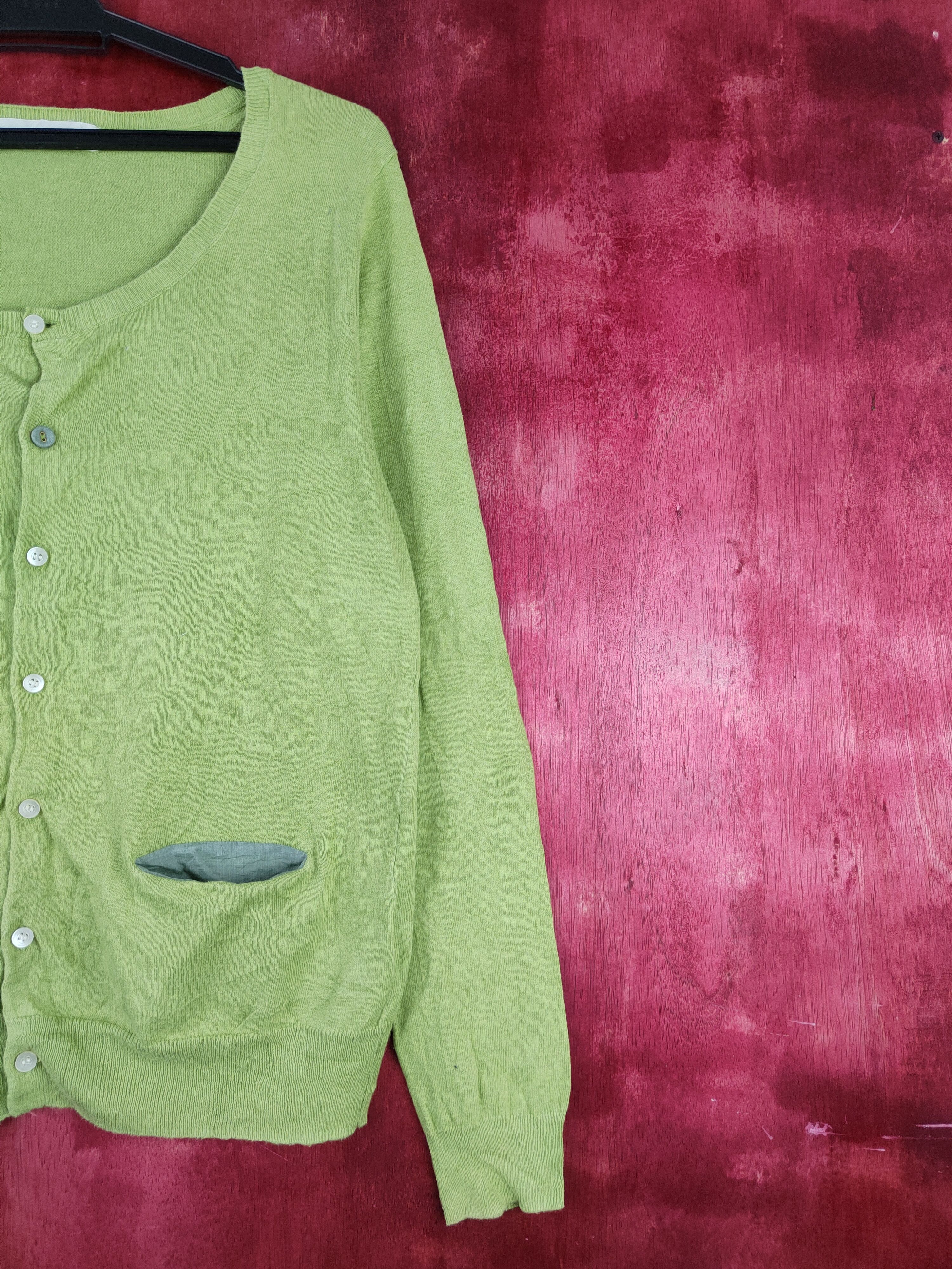 Japanese Brand Super Hakka Apple Green Cardigan Knitwear thin #S874 Size M / US 6-8 / IT 42-44 - 5 Thumbnail