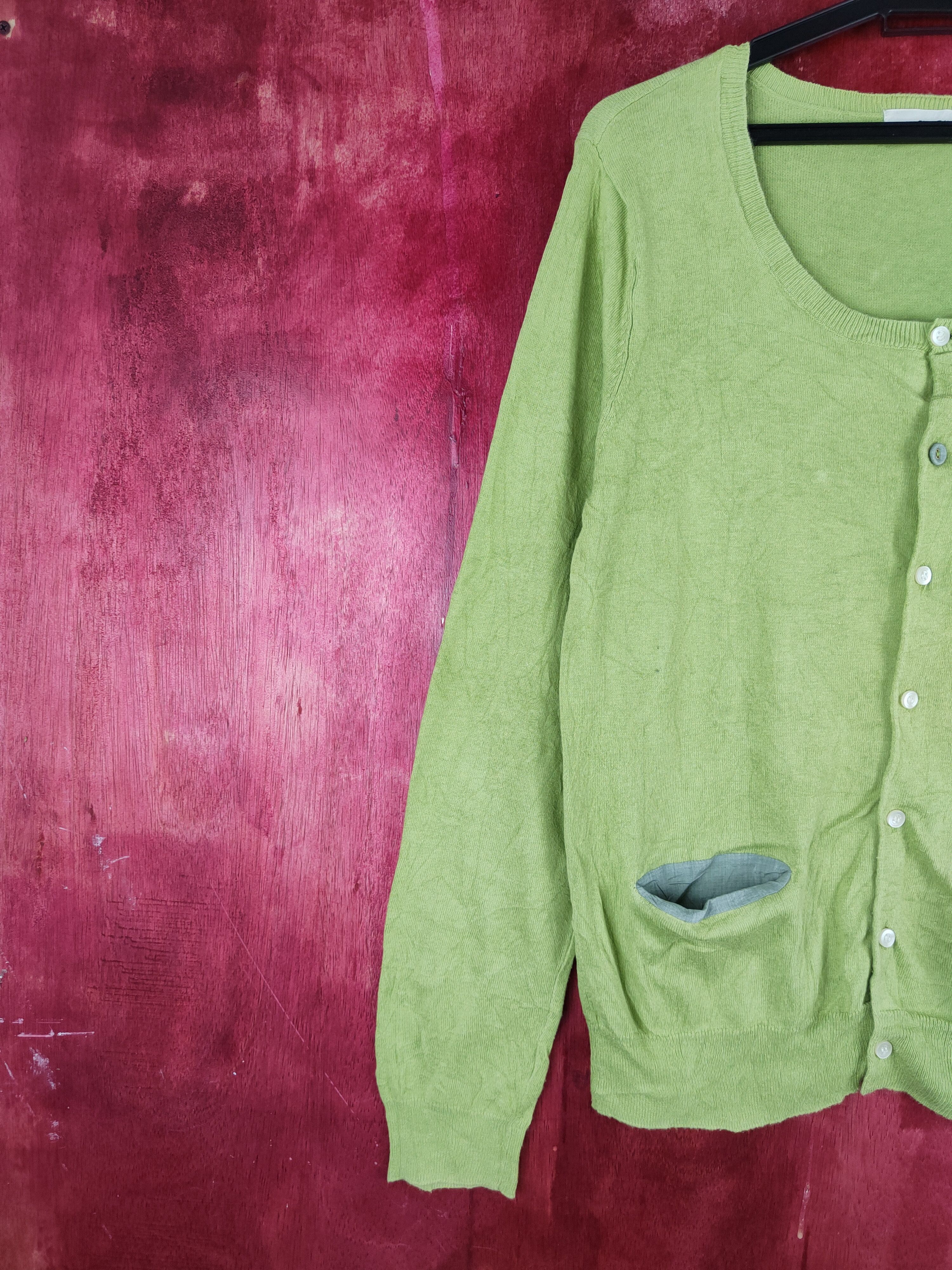 Japanese Brand Super Hakka Apple Green Cardigan Knitwear thin #S874 Size M / US 6-8 / IT 42-44 - 3 Thumbnail