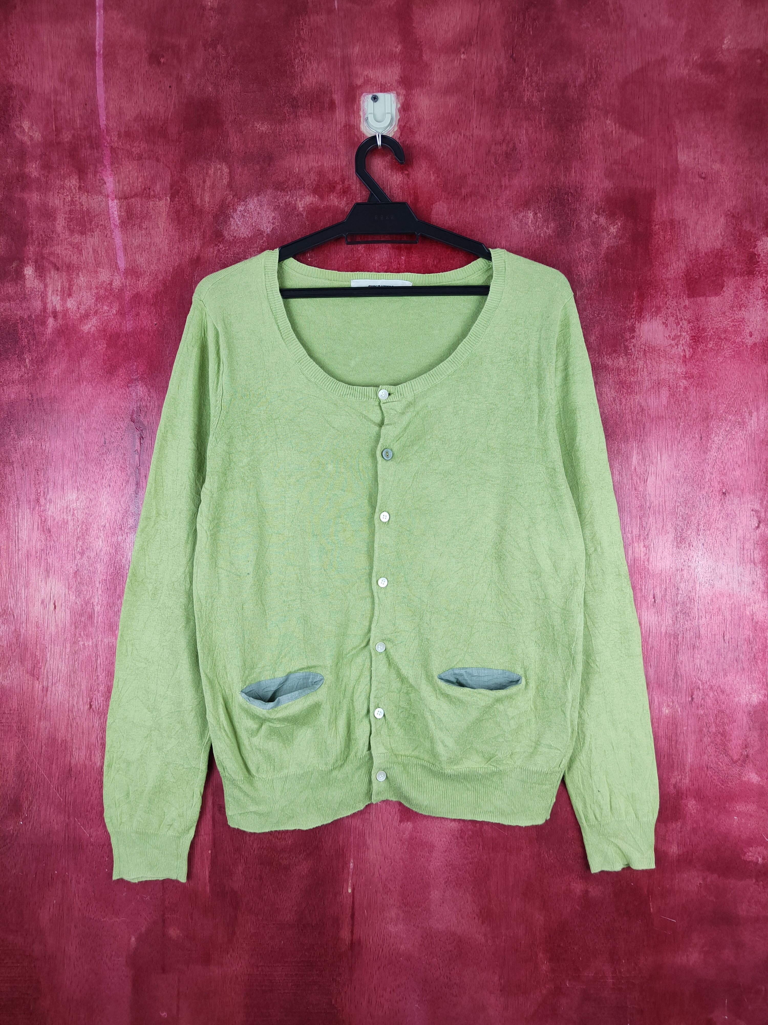 Japanese Brand Super Hakka Apple Green Cardigan Knitwear thin #S874 Size M / US 6-8 / IT 42-44 - 1 Thumbnail